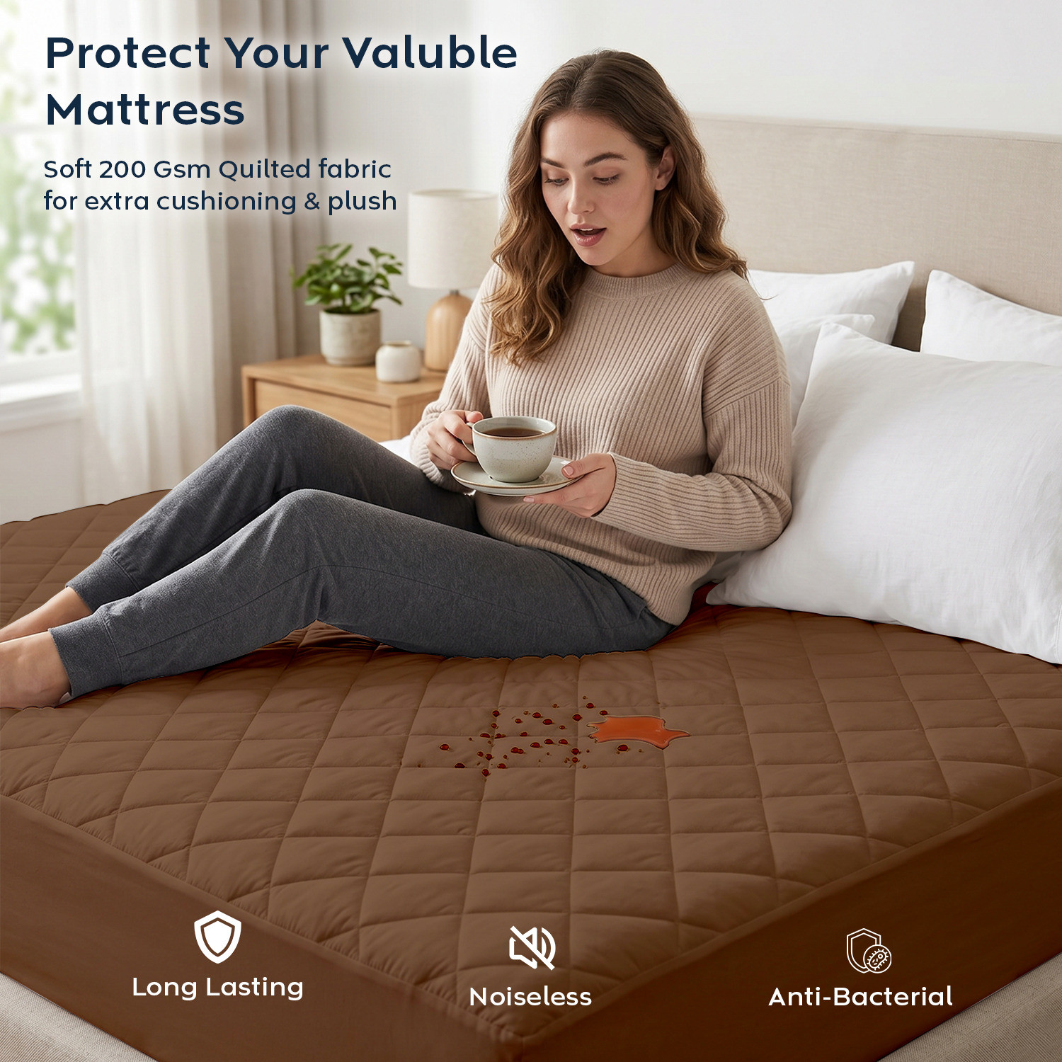 Image of compal Single Size Fitted Polycotton Waterproof, Breathable, Stretchable Mattress Cover