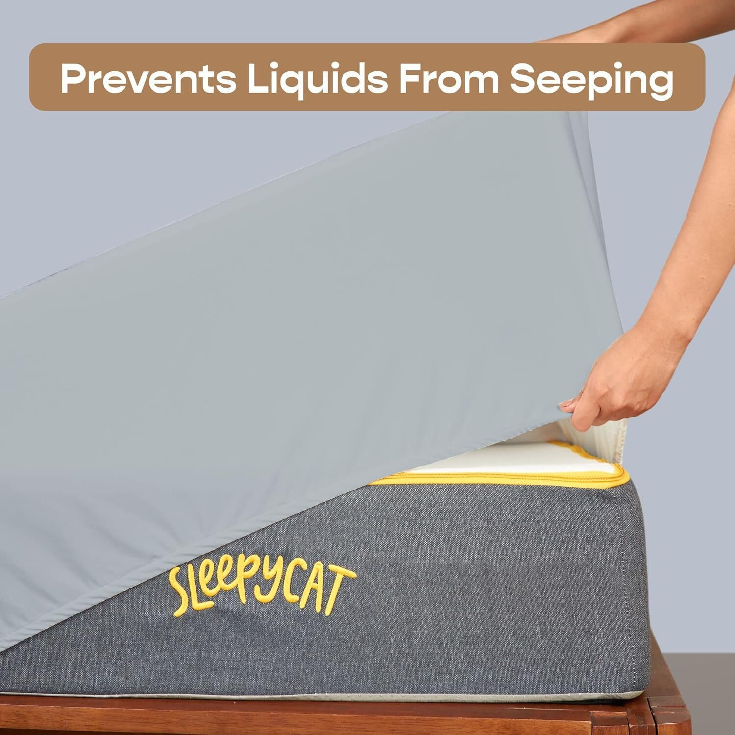 Image of SleepyCat Double Size Fitted Polyster Breathable, Stretchable, Waterproof Mattress Cover