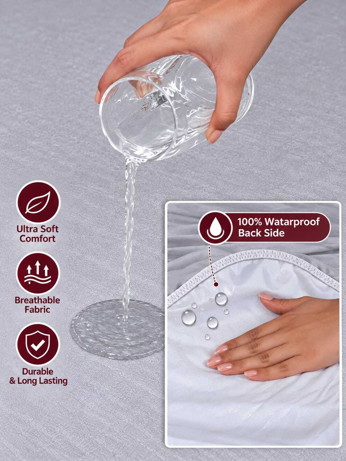 Image of PROTEXIA Double, King, Queen Size Fitted Cotton Breathable, Stretchable, Waterproof Mattress Cover