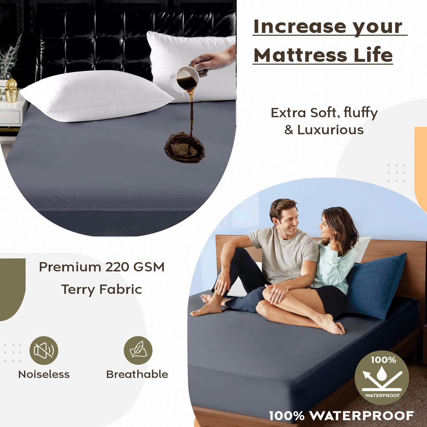 Image of AYKA Single Size Fitted Terry Cotton Waterproof, Breathable, Stretchable Mattress Cover
