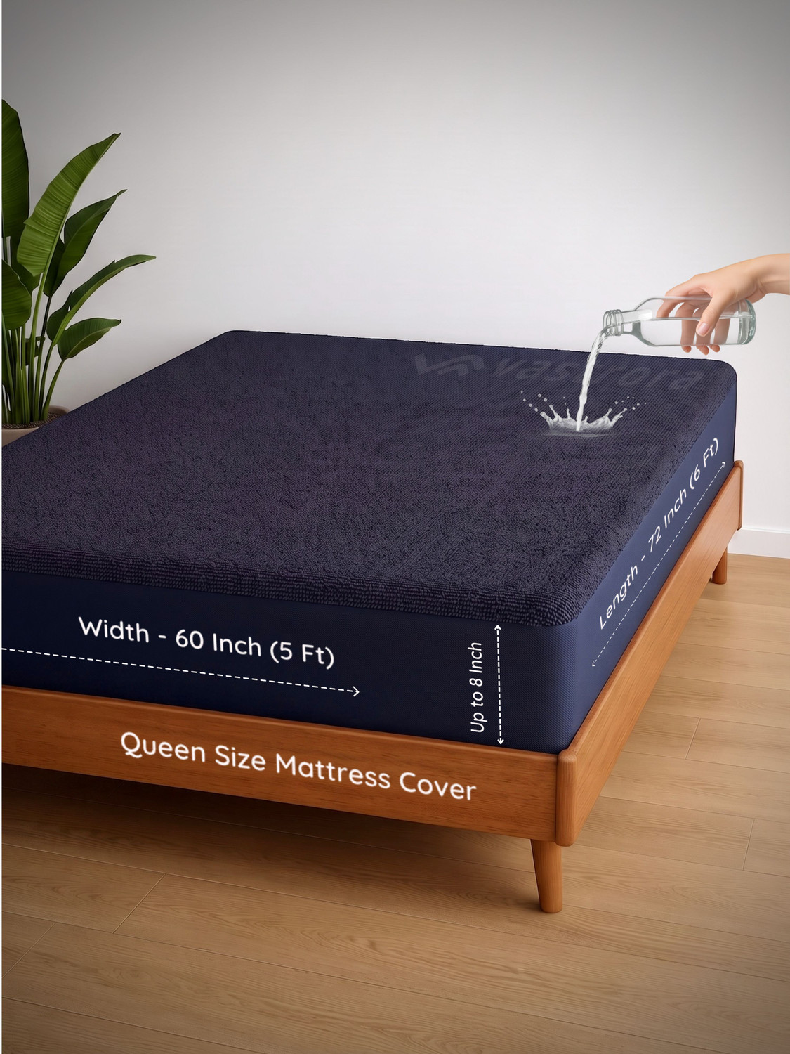 Image of Vastrora Queen Size Fitted Terry Cotton Breathable, Stretchable, Waterproof Mattress Cover