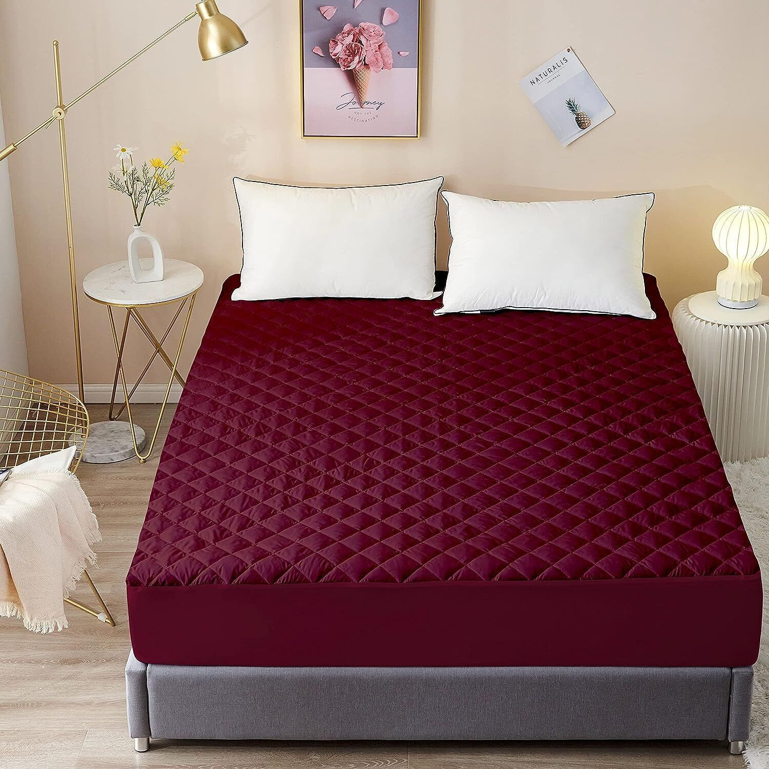 Image of CRAZY WORLD Queen Size Fitted Nylon, Polyster Breathable, Stretchable, Waterproof Mattress Cover