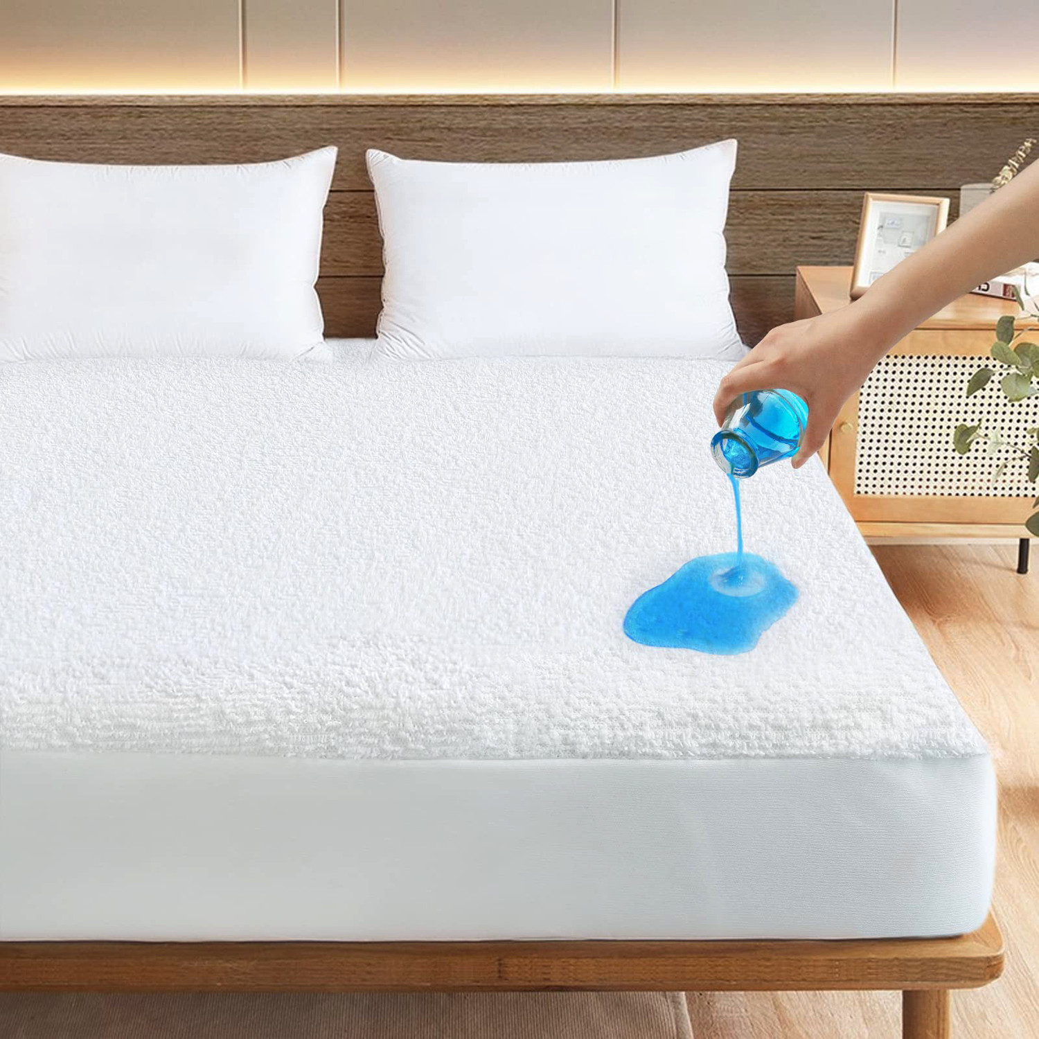 Image of AYKA Single Size Fitted Terry Cotton Waterproof, Breathable, Stretchable Mattress Cover