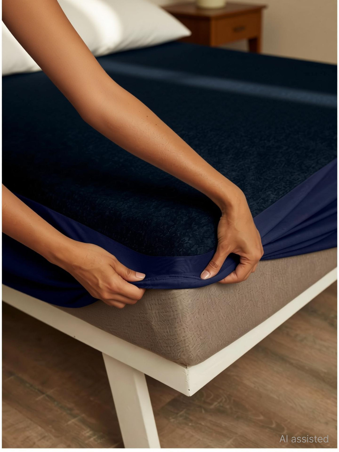 Image of Wakefit King Size Elastic Strap Polyster Waterproof, Stretchable, Breathable Mattress Cover