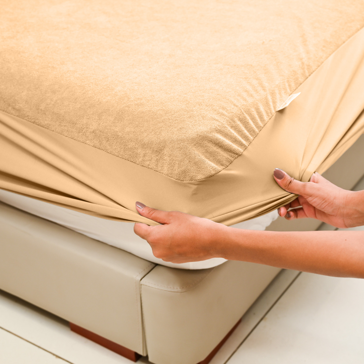 Image of MY ARMOR Queen Size Fitted Terry Cotton Breathable, Stretchable, Waterproof Mattress Cover