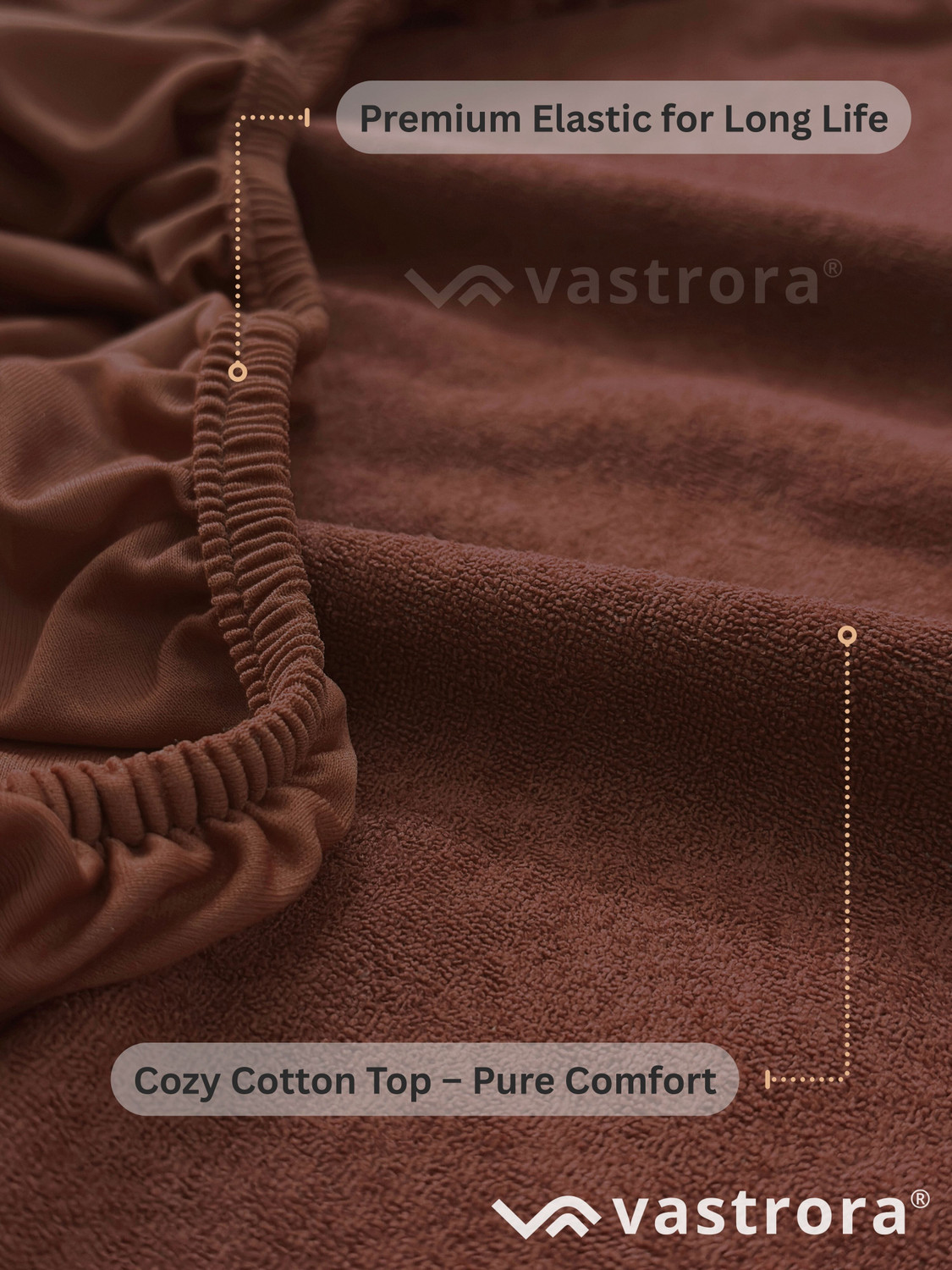 Image of Vastrora Double Size Fitted Terry Cotton Waterproof, Breathable, Stretchable Mattress Cover