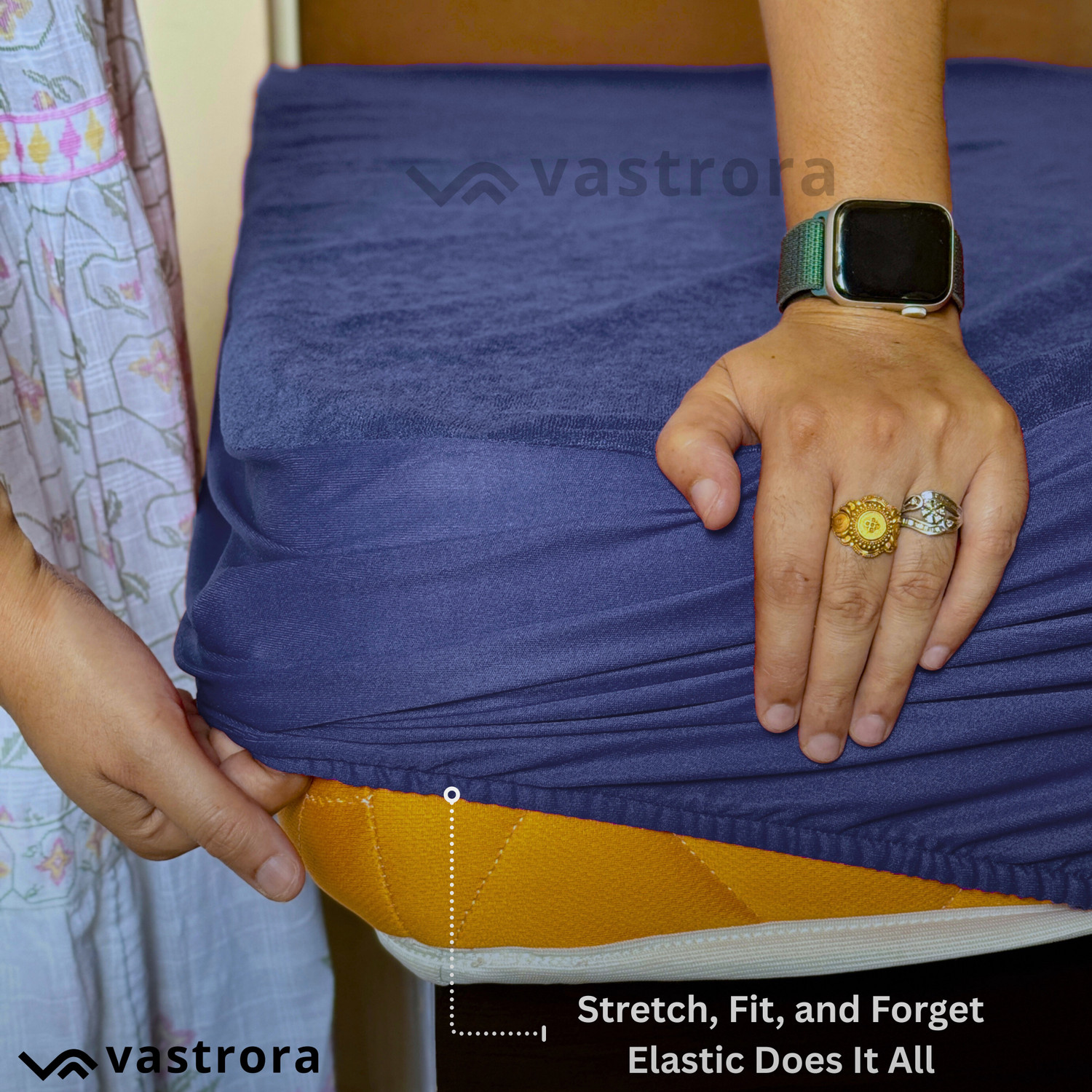 Image of Vastrora Queen Size Fitted Terry Cotton Waterproof, Breathable, Stretchable Mattress Cover