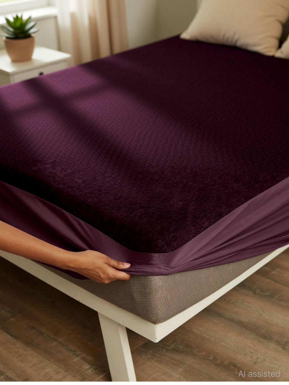 Image of Wakefit Single Size Elastic Strap Polyster Waterproof, Stretchable, Breathable Mattress Cover