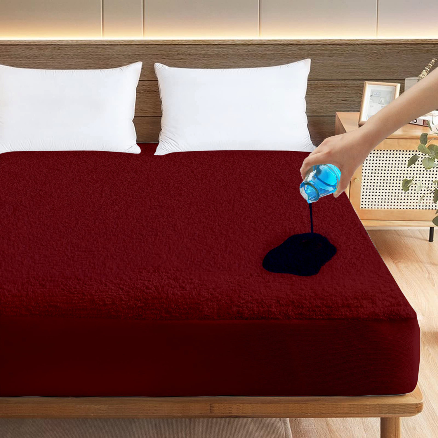 Image of AYKA Single Size Fitted Terry Cotton Waterproof, Breathable, Stretchable Mattress Cover