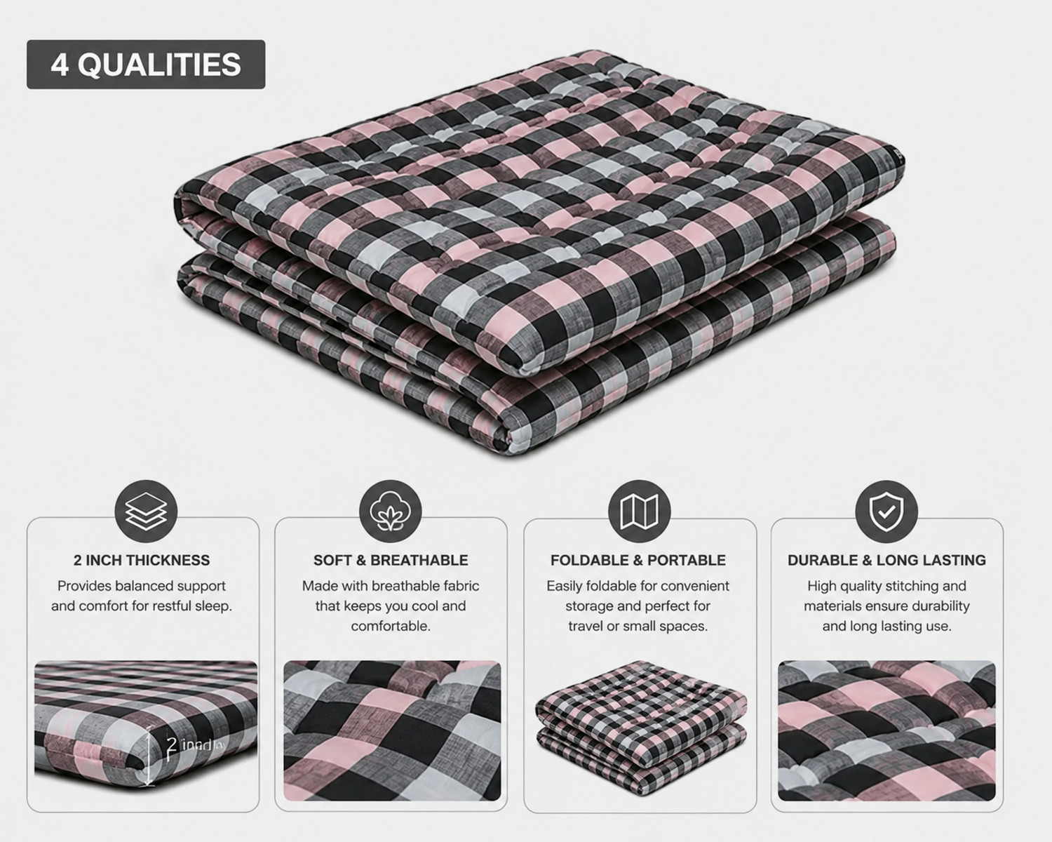 Image of DREAMSLAND BLACK 2 inch Single Cotton Mattress