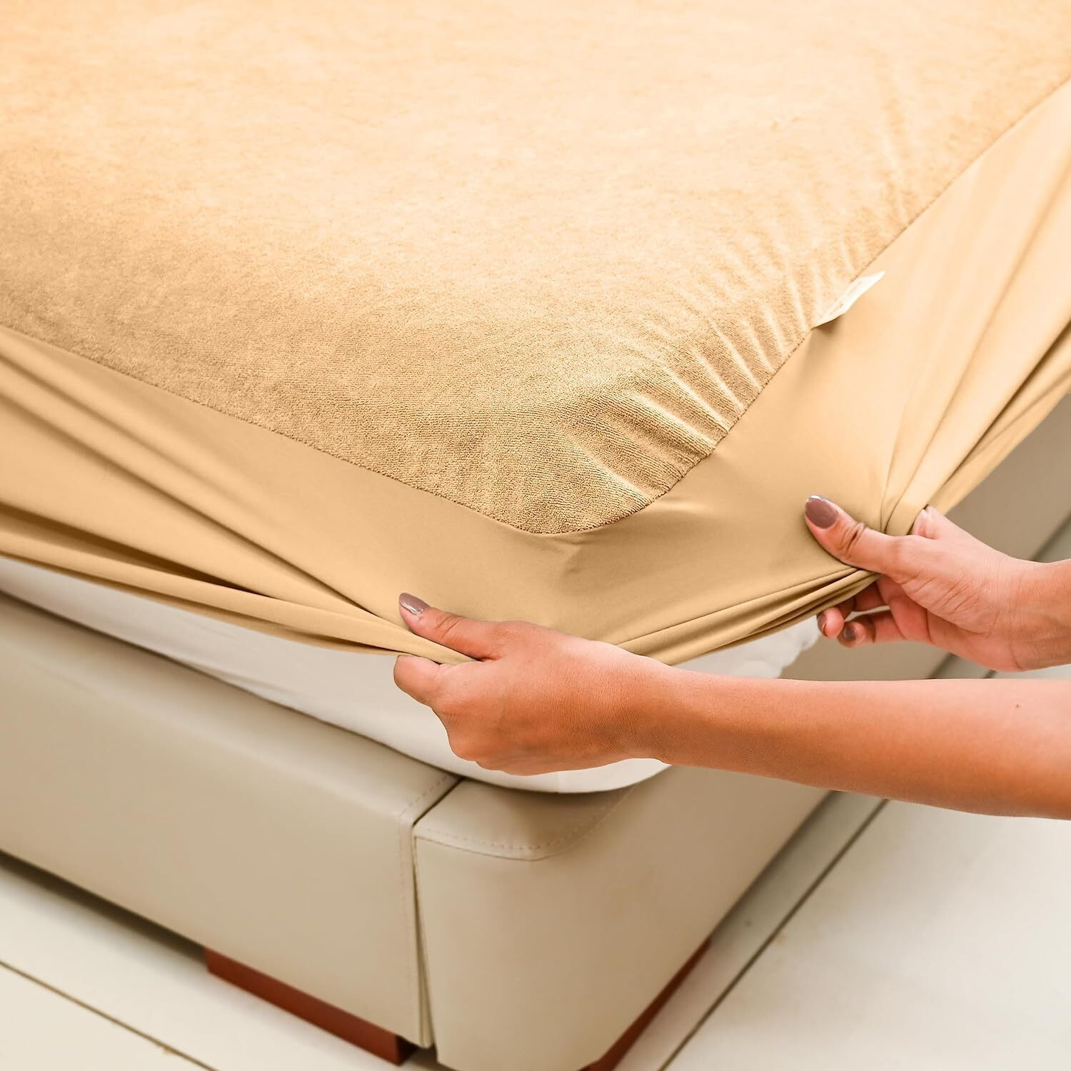 Image of MY ARMOR Queen Size Fitted Terry Cotton Breathable, Stretchable, Waterproof Mattress Cover