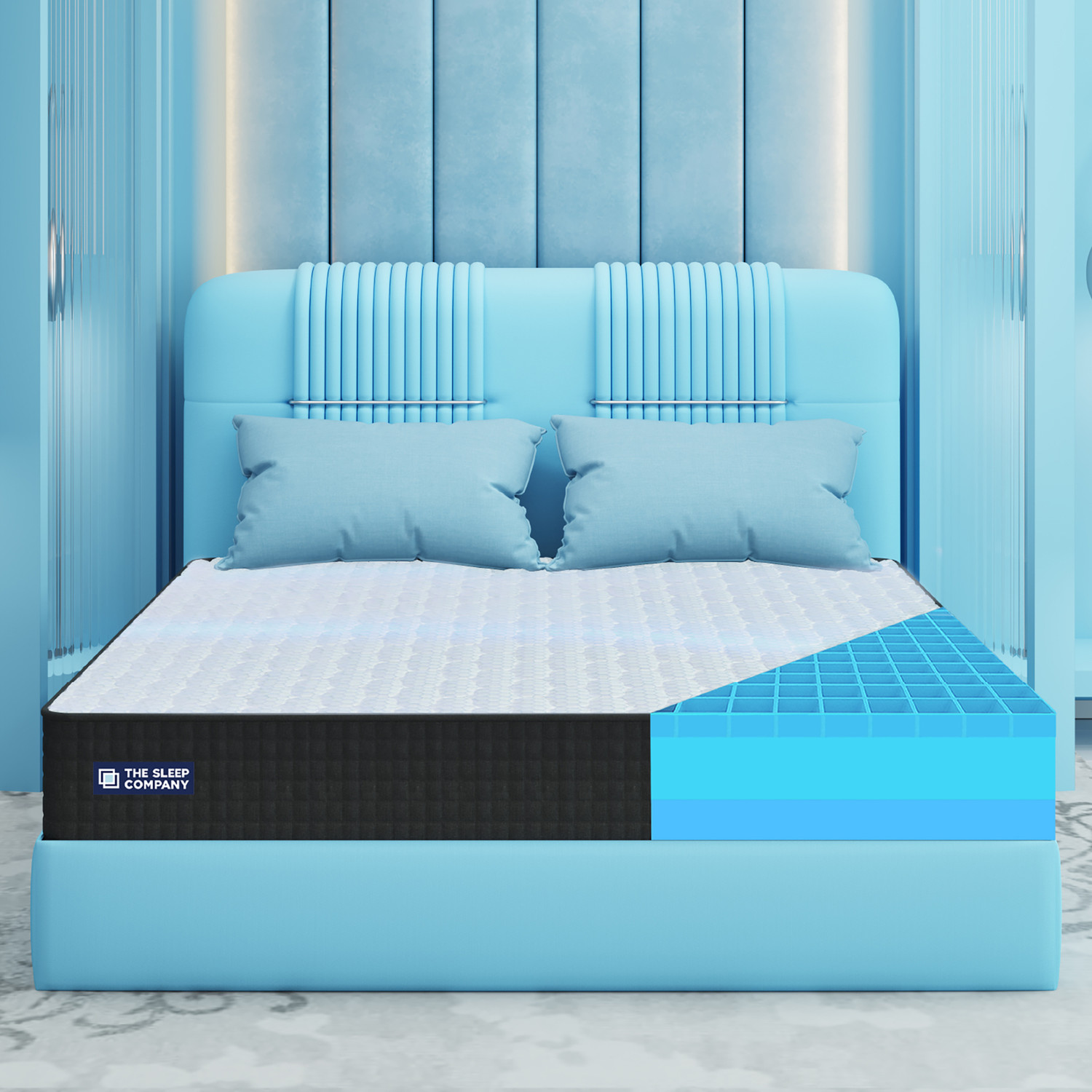Image of The Sleep Company SmartGRID Orthopedic Pro SnowTec - Doctor Recommended 5 Zone Pressure Relief 8.0 inch Queen High Density (HD) Foam Mattress