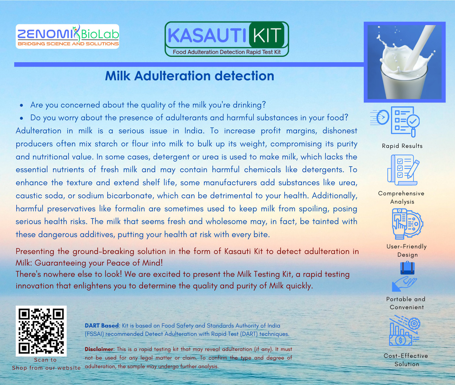 Image of Kasauti Kit Milk Adulteration Detection Rapid Test Kit Test Indicator