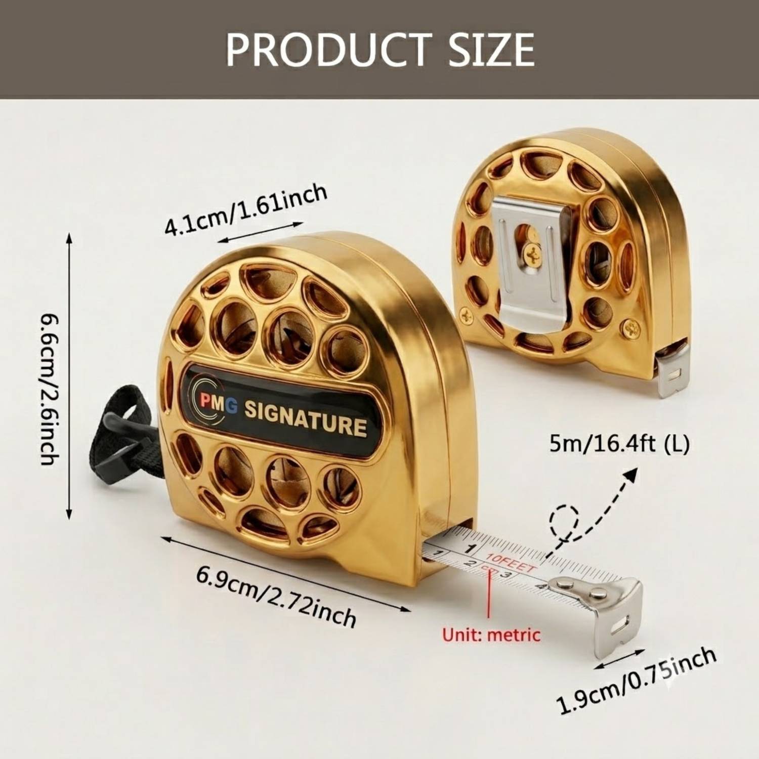 DANMI 5m Golden Steel Measurement Tape - Image 3