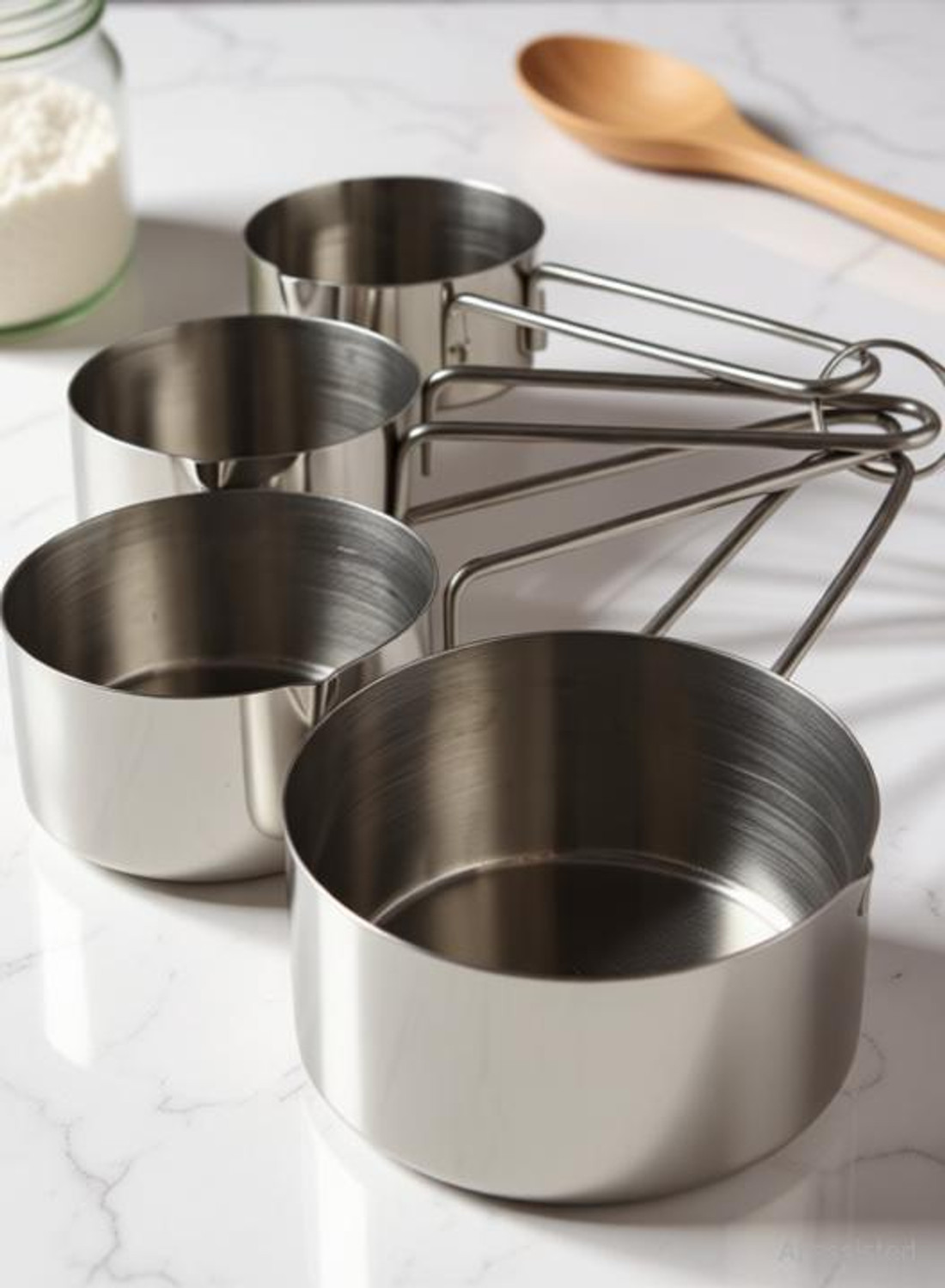 Image of RABBONIX Heavy Duty Stainless Steel Metal for Dry or Liquid, Fits in Spice Jar, Set of 4 Measuring Cup Set