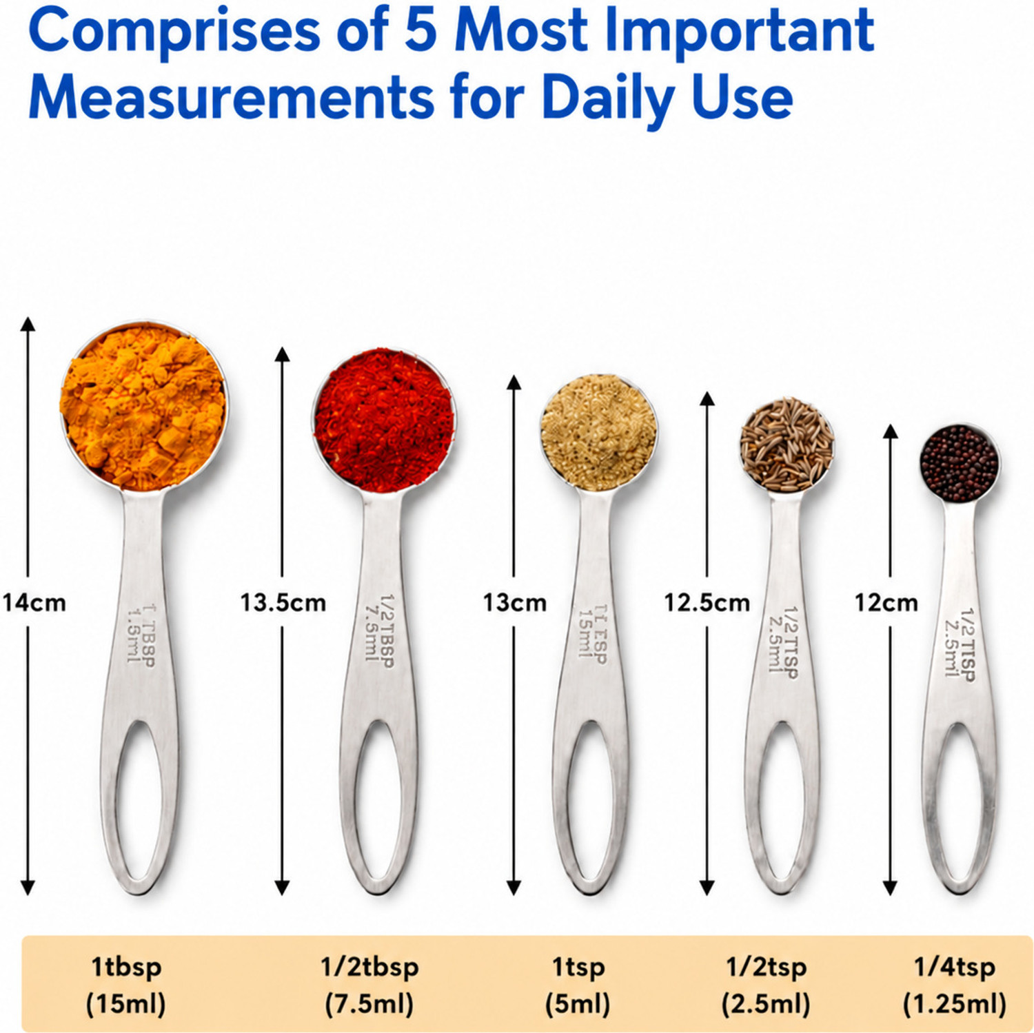 Image of SAHUWARE MEASURING SPOON OVAL TAIL SET 5 Measuring Cup Set