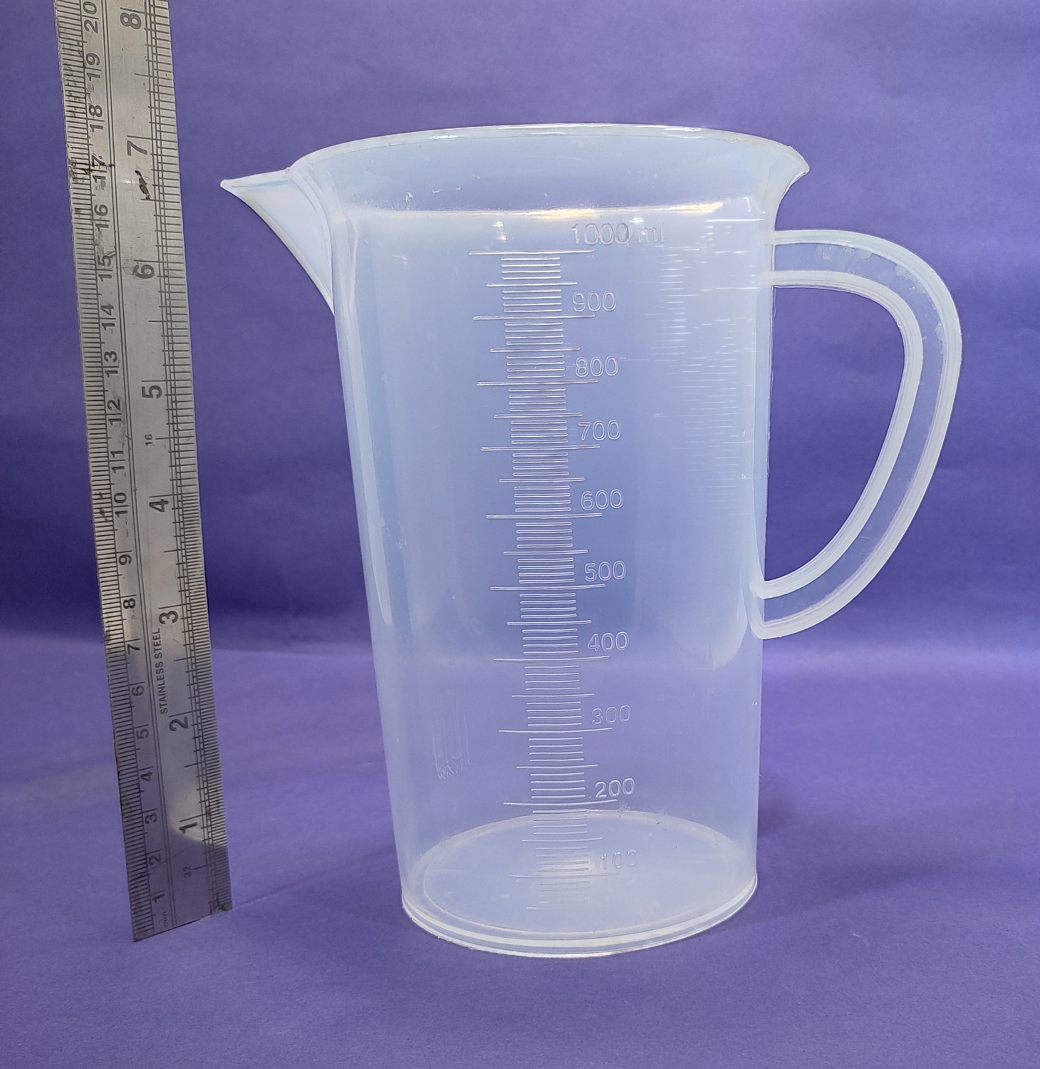 Image of moolenterprises Measuring Jug 1000ml with Handle Transparent Plastic graduated (pack of 1) Measuring Cup