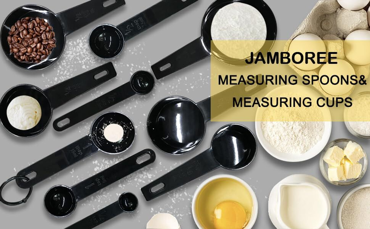 Image of Silicraft Baking 5 Measurement Cups and 5 Measuring Spoon Set Plastic Measuring Cup Set