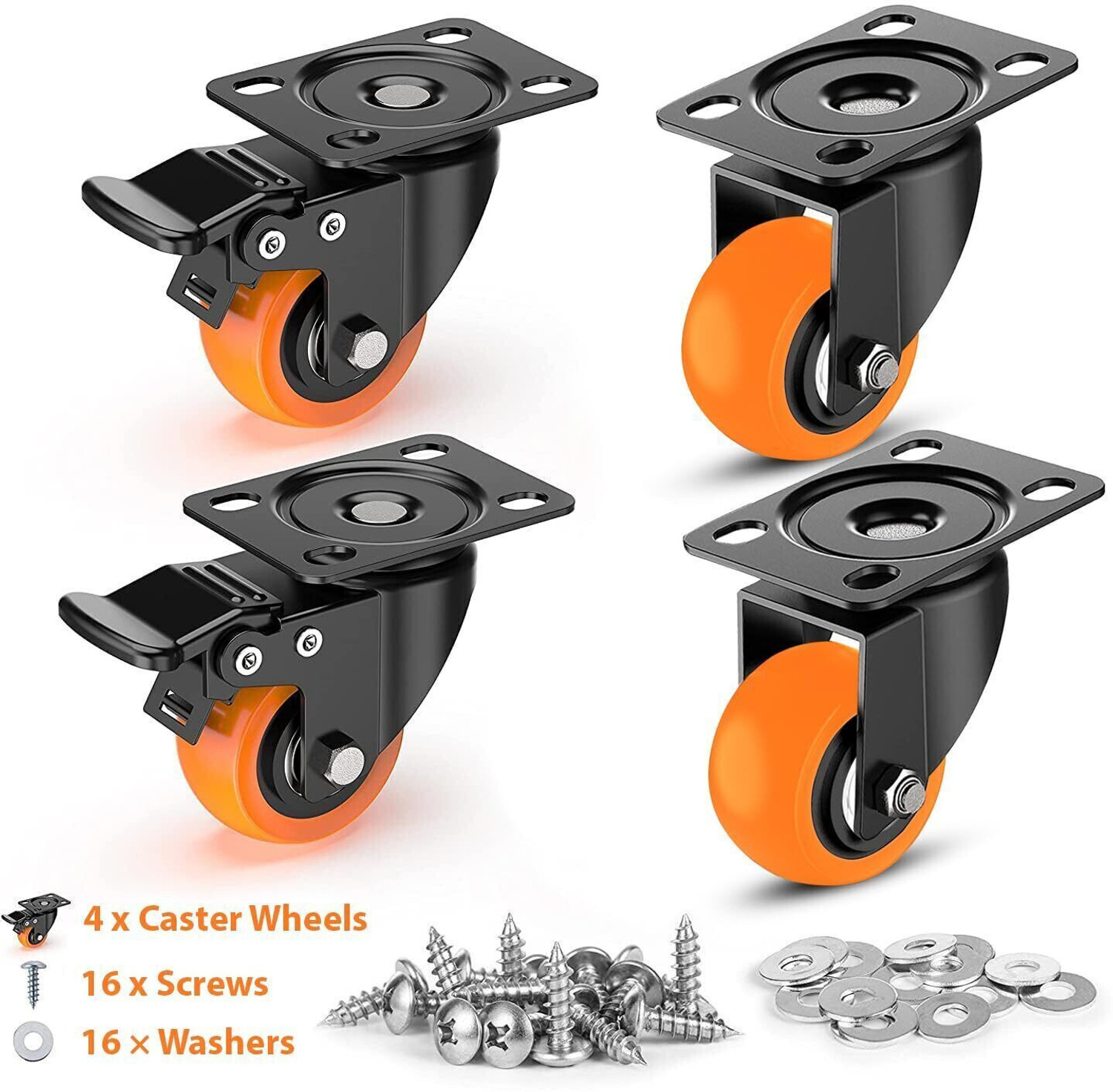 Image of SMP product 360 Degree for Moving heavy Furniture,Counters,trolly,wheelchair,bed trolly,wheelchair,bed (2 with Breakes & 2 Without) (1.5 Inch,Pack Of 4 Multiple Unit Measuring Wheel