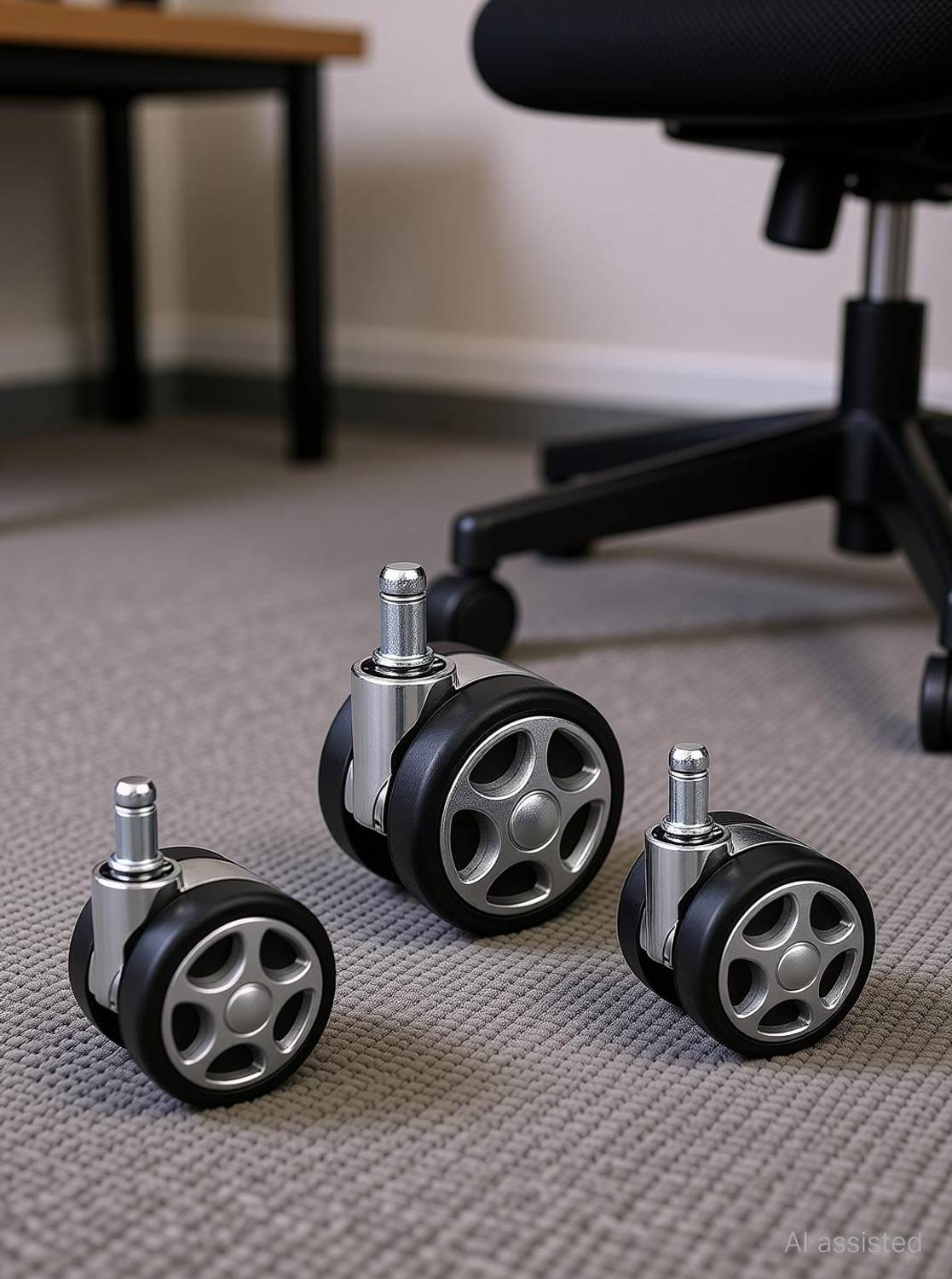 Briger Revolving Chairs Pin Wheel / Twin Castor Pin Wheels Set of 5 silver Appliance Furniture Caster