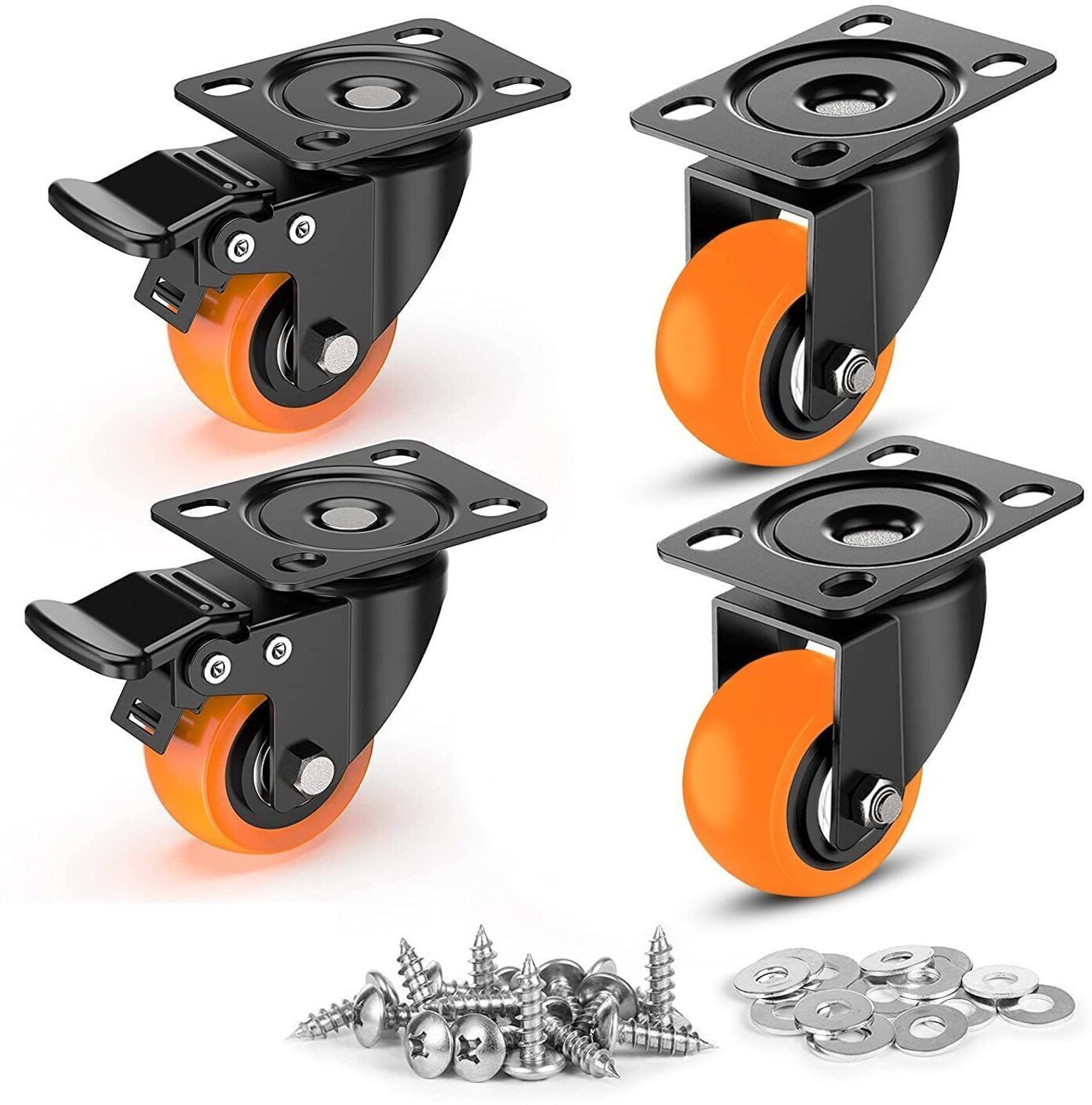 Image of SMP product 360 Degree for Moving heavy Furniture,Counters,trolly,wheelchair,bed trolly,wheelchair,bed (2 with Breakes & 2 Without) (1.5 Inch,Pack Of 4 Multiple Unit Measuring Wheel