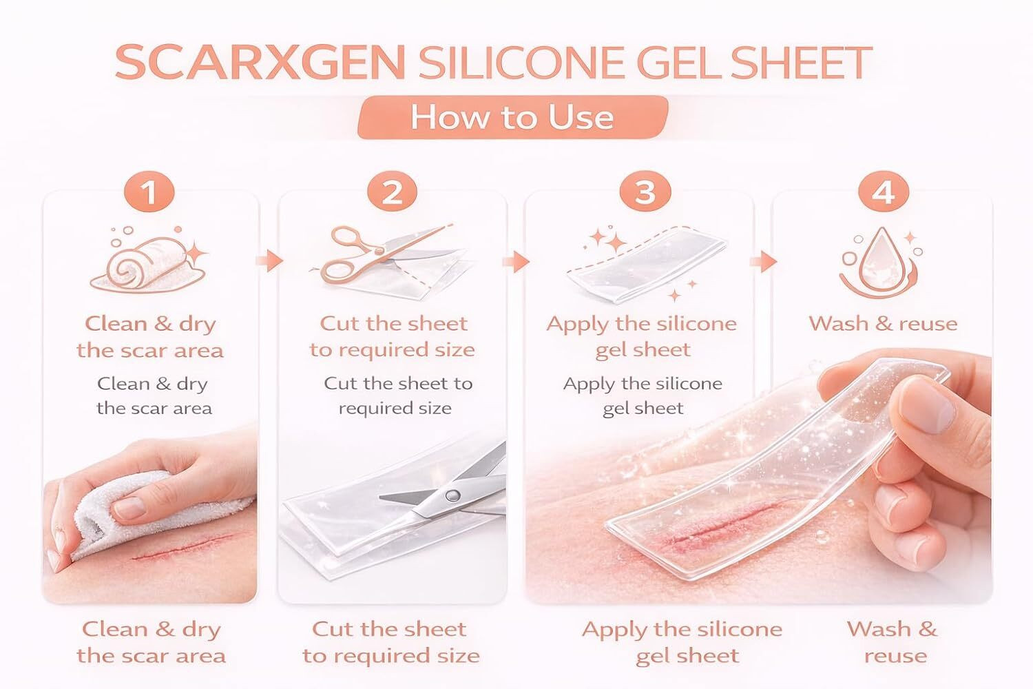 Image of SCARXGEN Silicone Gel Sheet 12cm x 6cm,Advanced Scar sheet for Surgery scar, Burn, Keloid Hydrogels Medical Dressing