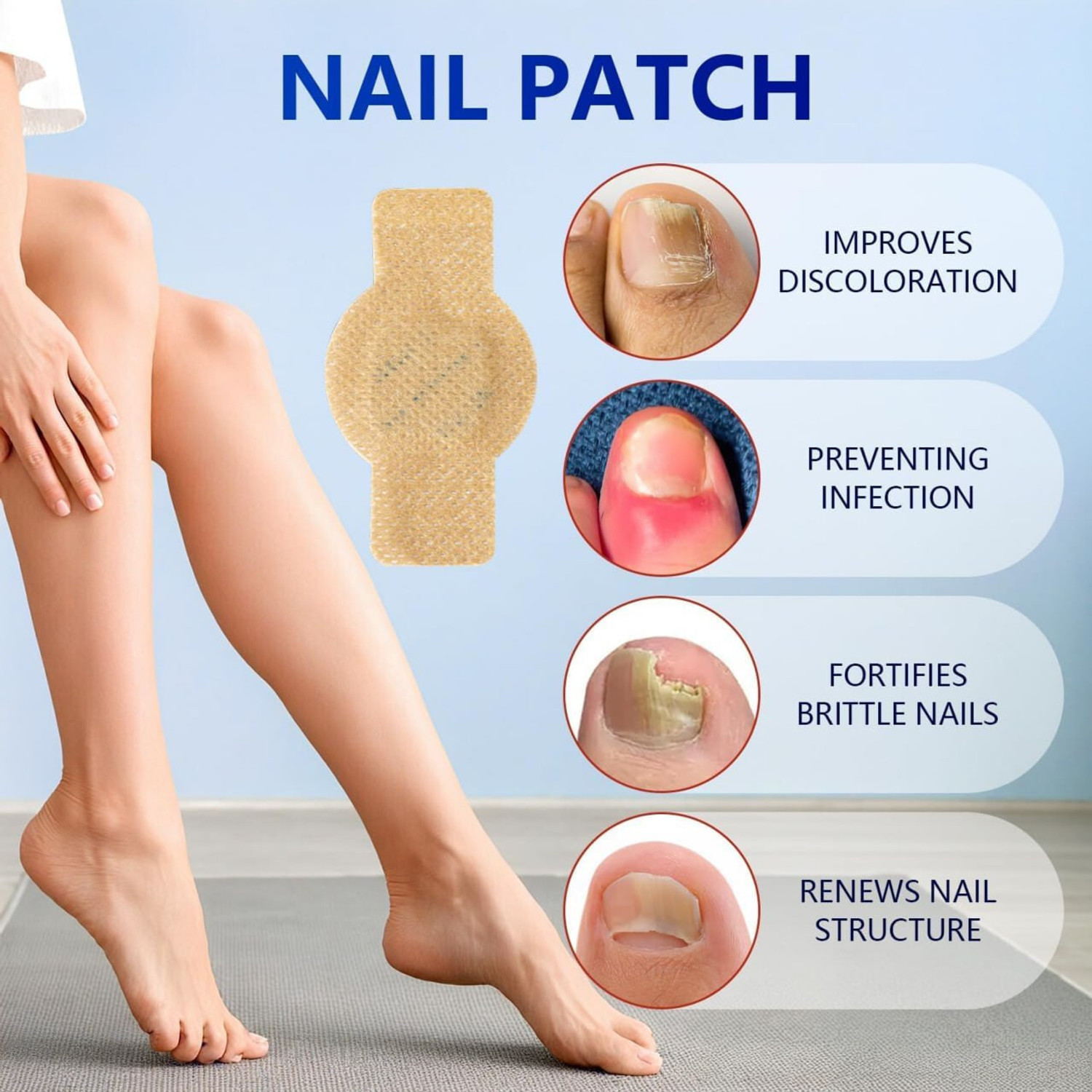 Image of urben Wipe Toenail Repair Patches 21 Pcs Antifungal Nail Care for Toe & Finger