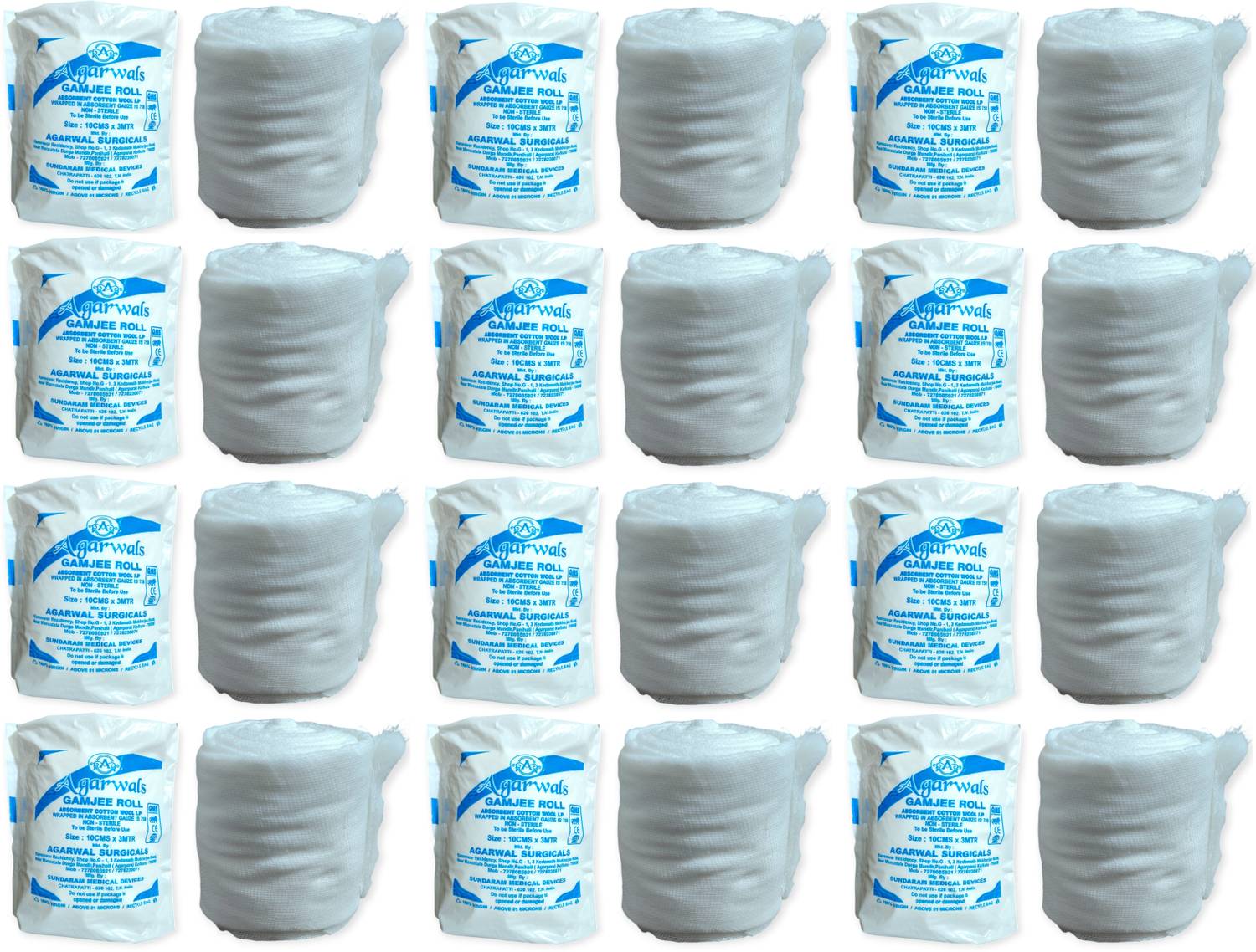 Agarwals Gamjee Roll Post Operation Absorbent Cotton Wool 10cm x 3mtr(Pack of 12) Interactive dressings Medical Dressing