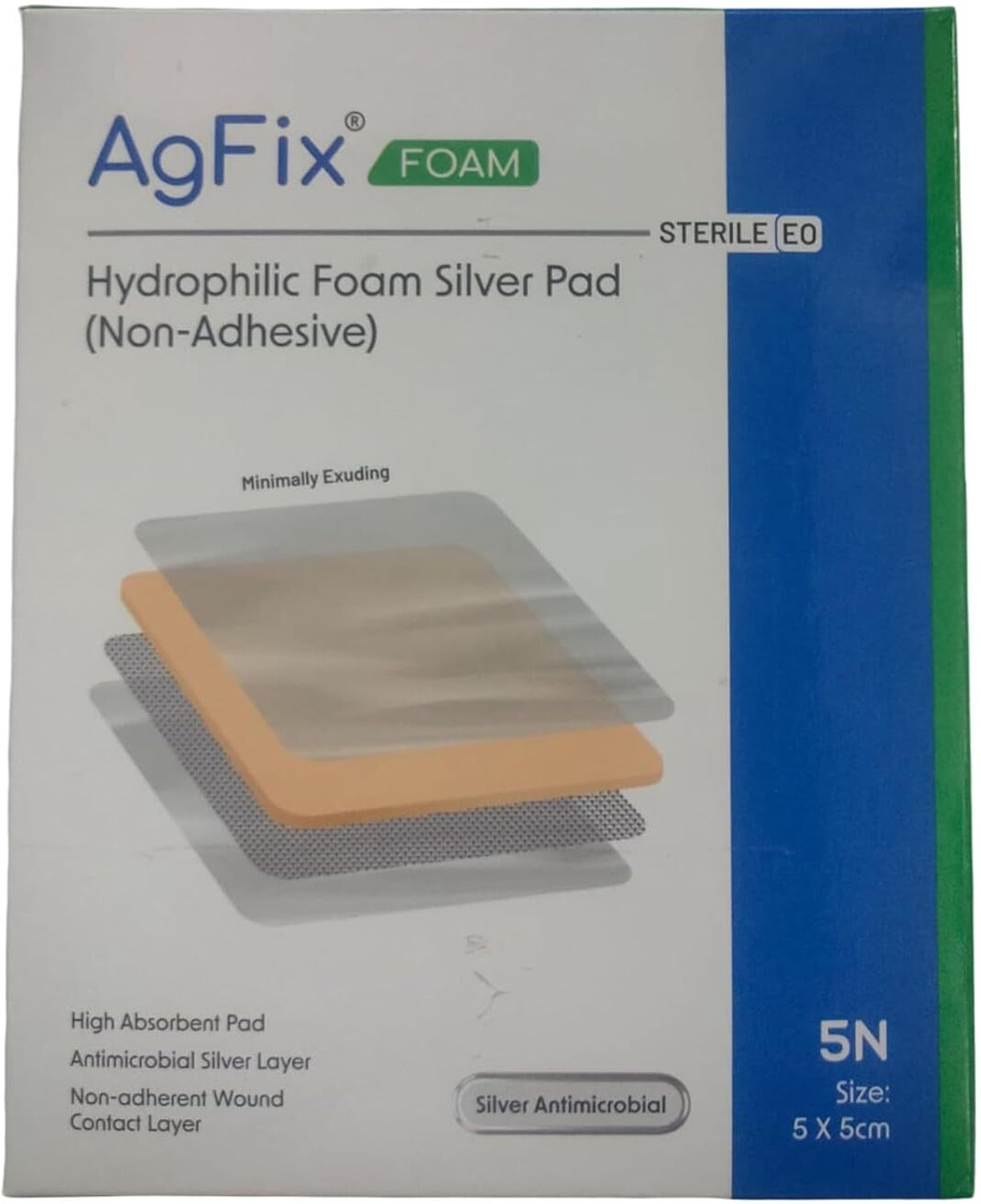 Image of AGFIX Foam Silver Wound Dressing, AGFIX Dyna Size : 5x5cm, {5 pcs Per pack } Interactive dressings Medical Dressing