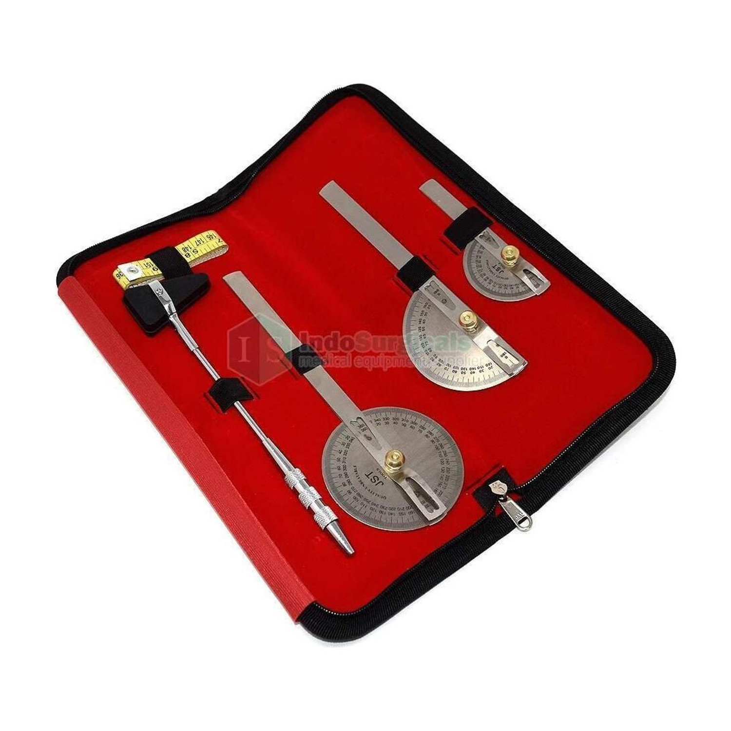 Image of IS IndoSurgicals Goniometer with Knee Hammer and Measuring Tape Set of 3 Medical Goniometer (30 cm, 20 cm, 14.5 cm)