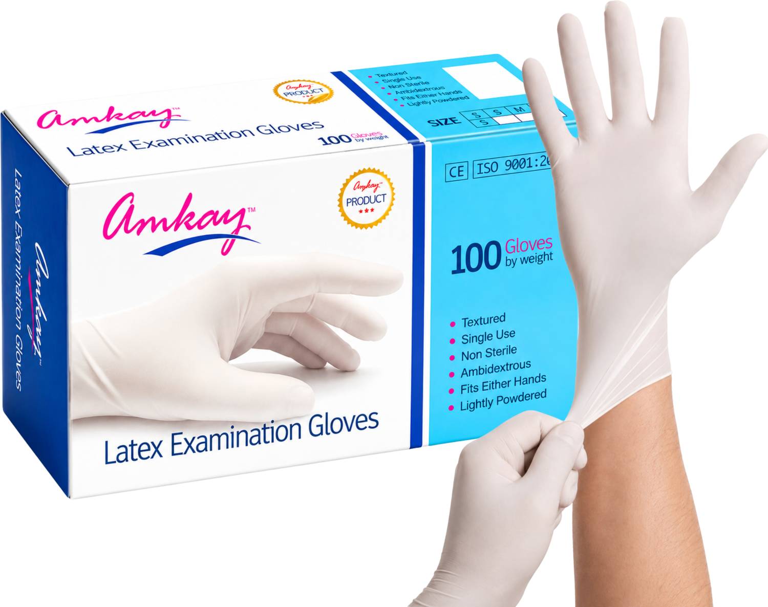 amkay AMKEGS-158-New Latex Examination Gloves