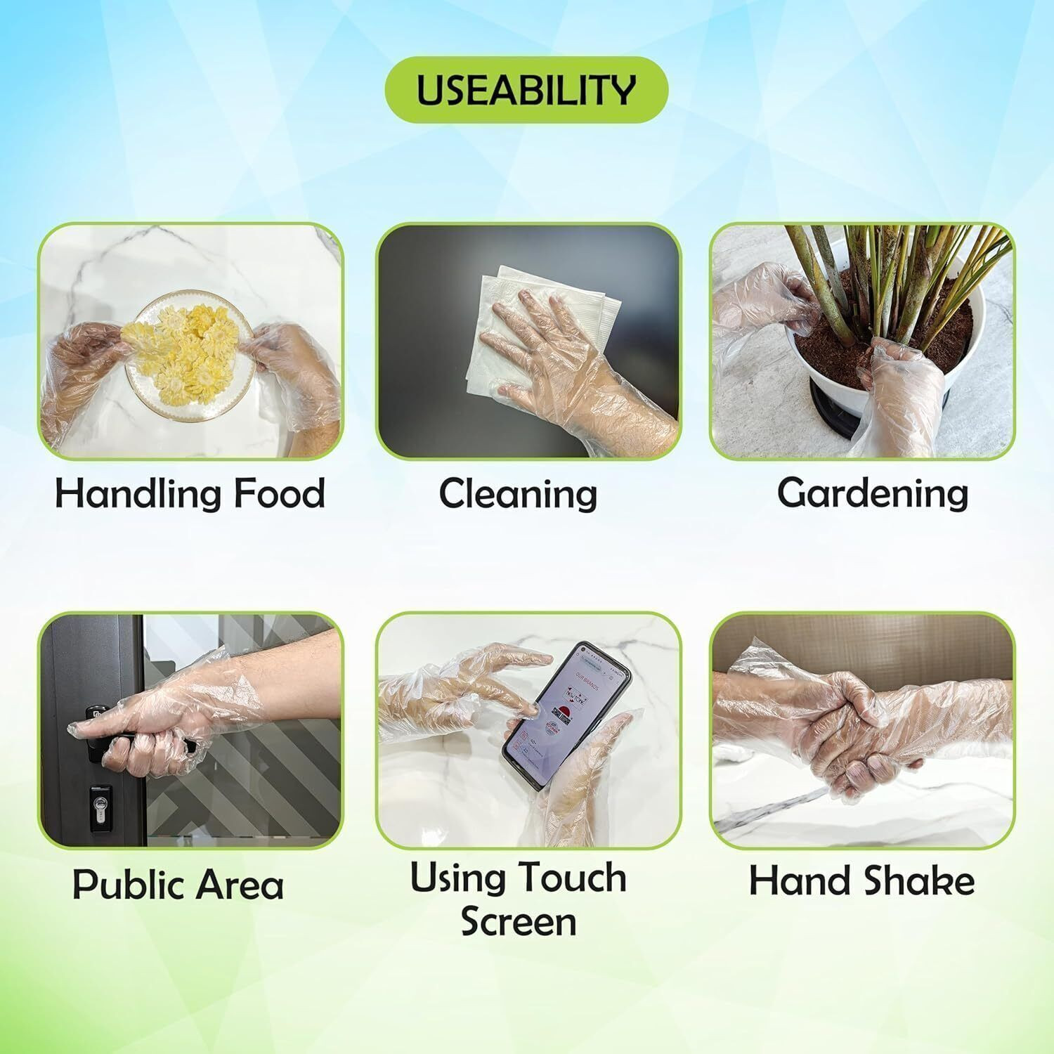 Image of tick mark 100 Pcs Disposable Transparent Clear Gloves examination Surgical Cleaning Polyisoprene Examination Gloves
