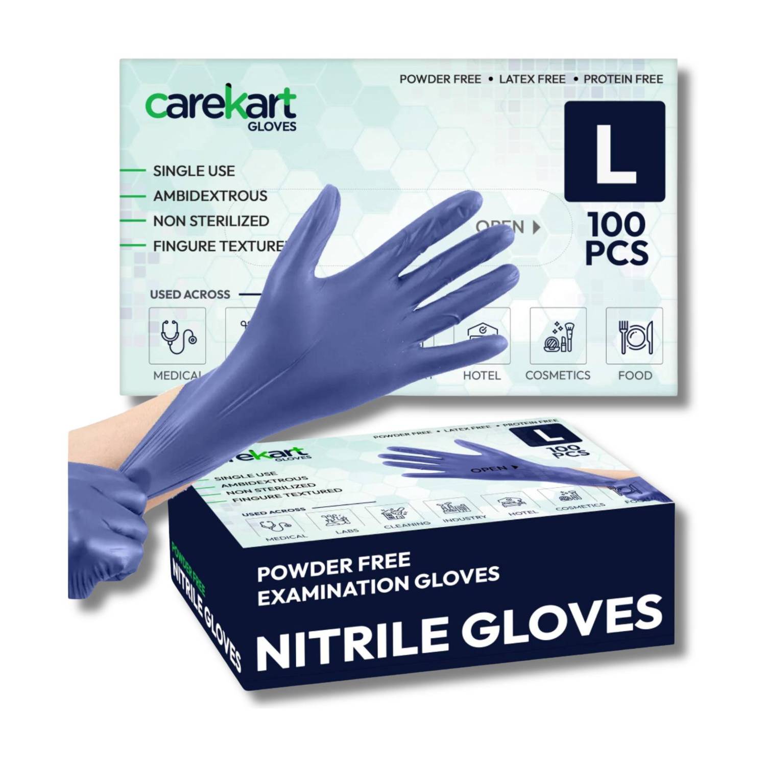 CAREKART POWDER-FREE NITRILE GLOVES | ALL PURPOSE MEDICAL GRADE SURGICAL GLOVES Nitrile Surgical Gloves
