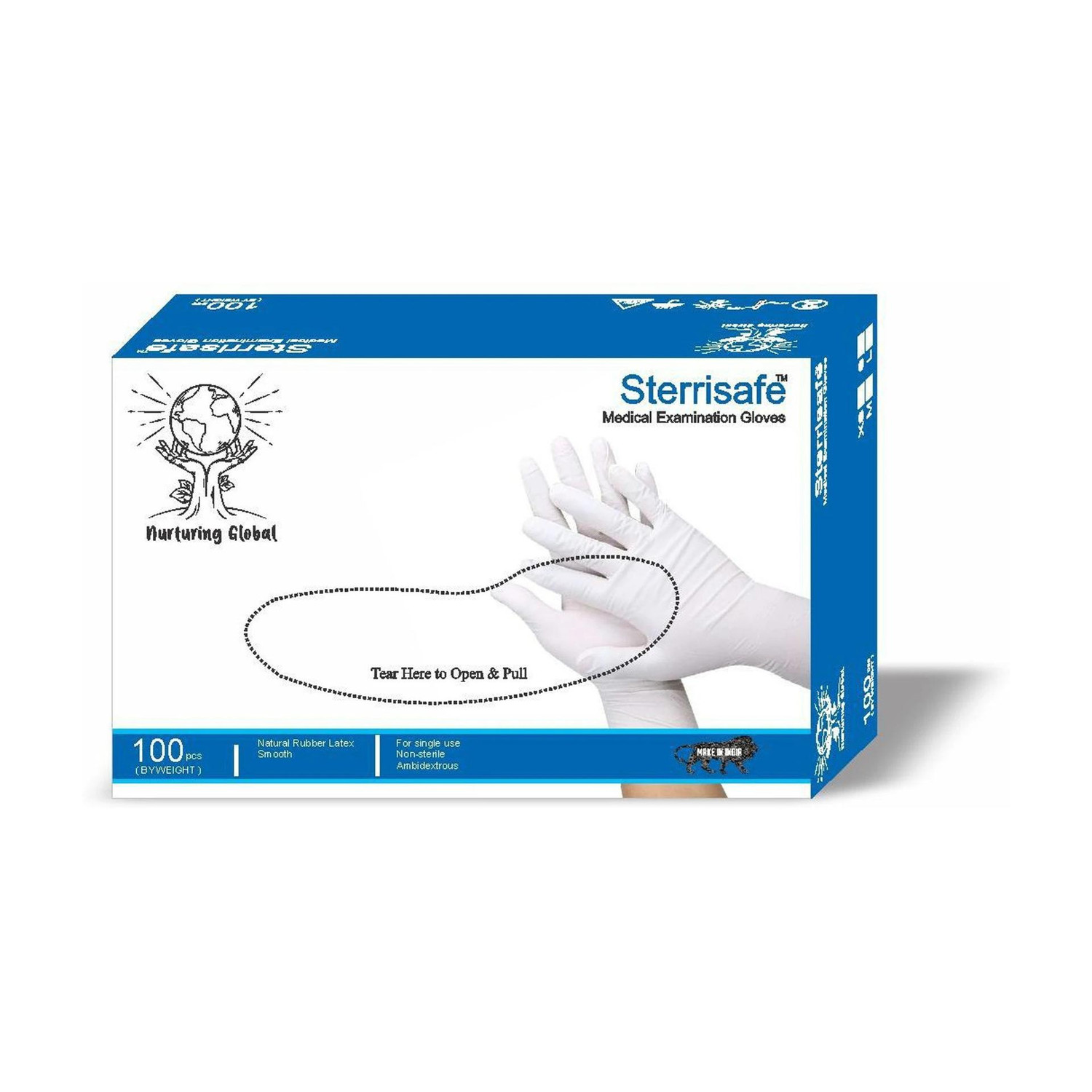 Image of STERRISAFE Disposable Non Sterile Powdered Latex Medical Examination Gloves, Large Latex, Rubber Examination Gloves