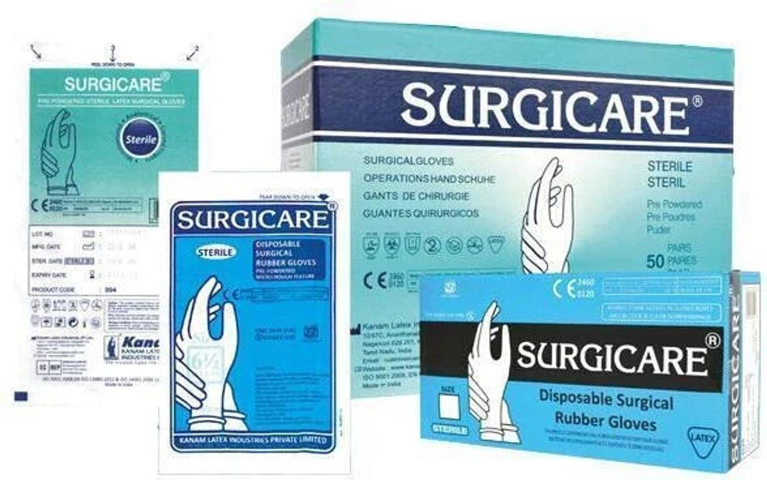 Image of SURGICARE STERILE SURGICAL RUBBER GLOVES 7 Rubber Surgical Gloves