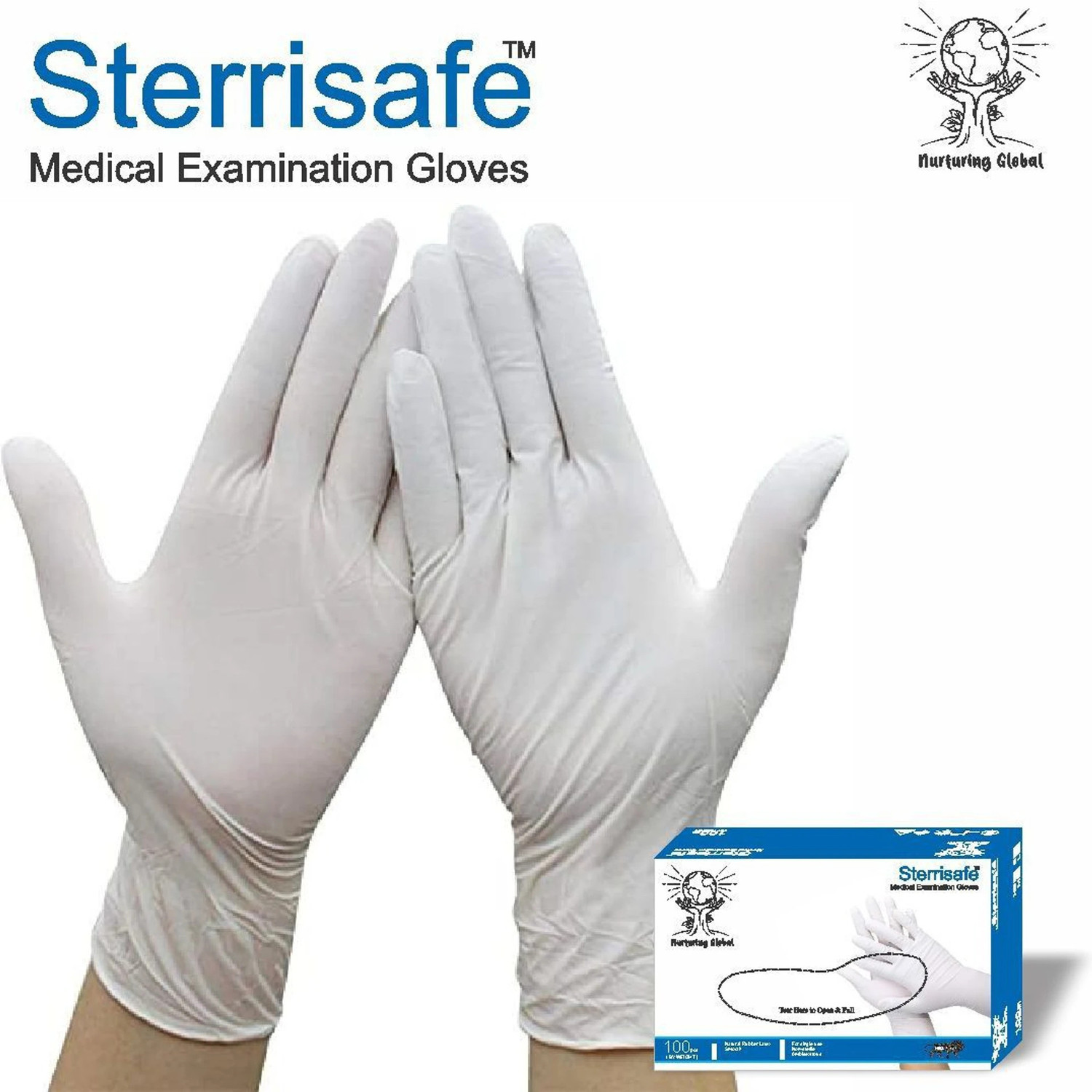 Image of STERRISAFE Disposable Non Sterile Powdered Latex Medical Examination Gloves, Large Latex, Rubber Examination Gloves