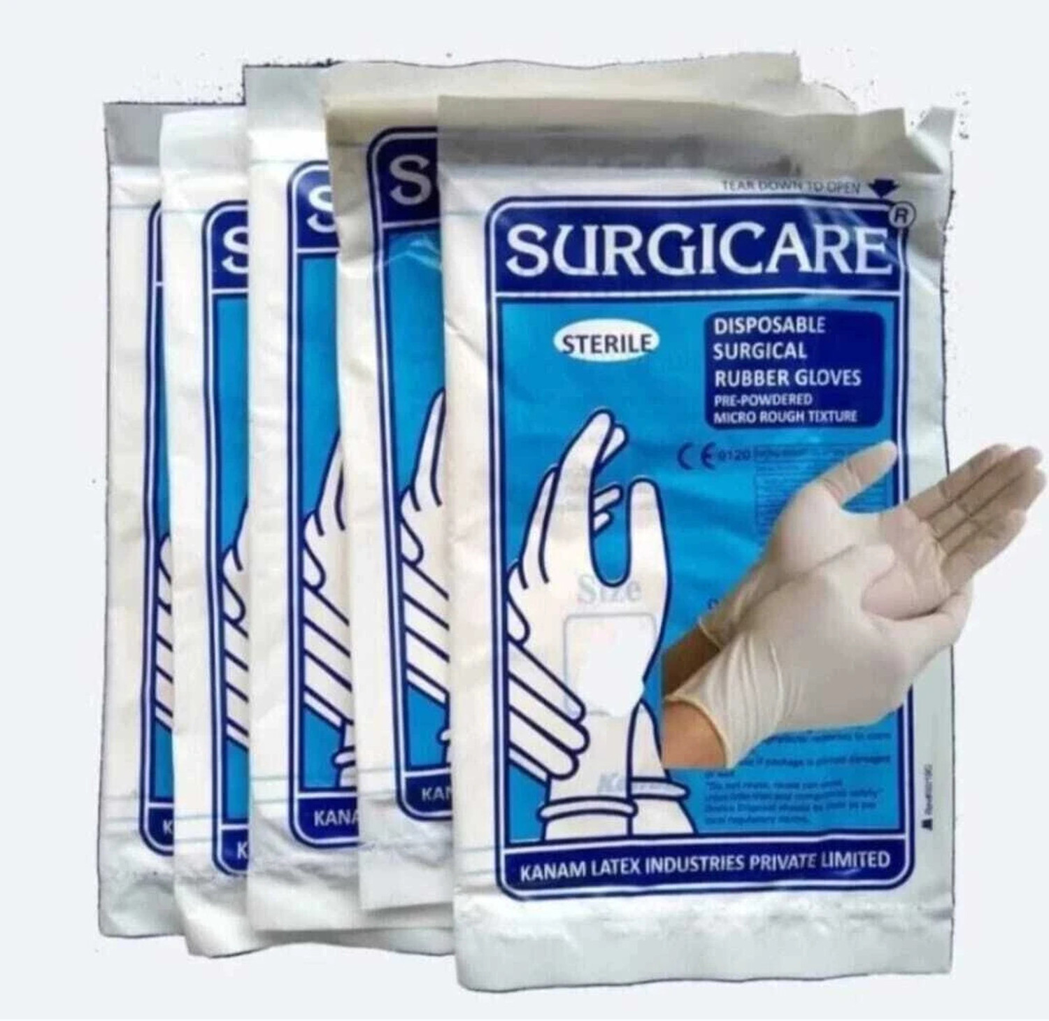 Image of SURGICARE STERILE SURGICAL RUBBER GLOVES 7 Rubber Surgical Gloves