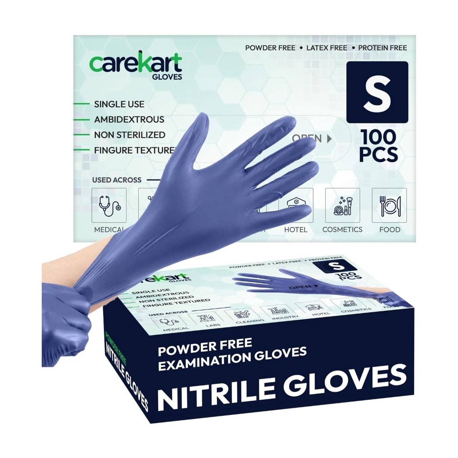 CAREKART 100 POWDER-FREE NITRILE GLOVES | MEDICAL GRADE | FOOD SAFE Nitrile Surgical Gloves