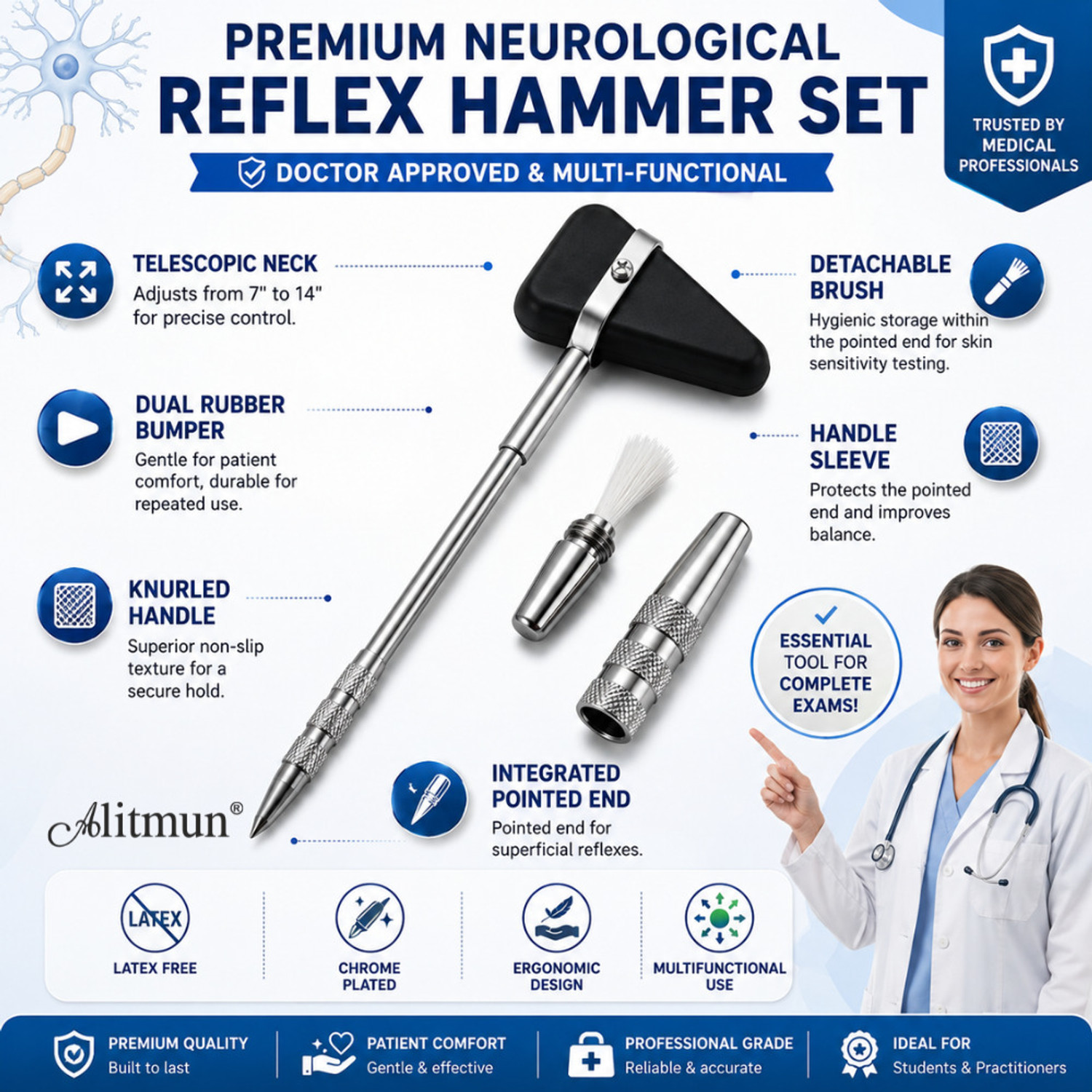 Image of Alitmun Goniometer Set of 6 for Physiotherapy & Orthopedic Assessment | Carrying Case | Medical Goniometer (28 cm, 20 cm, 15 cm)