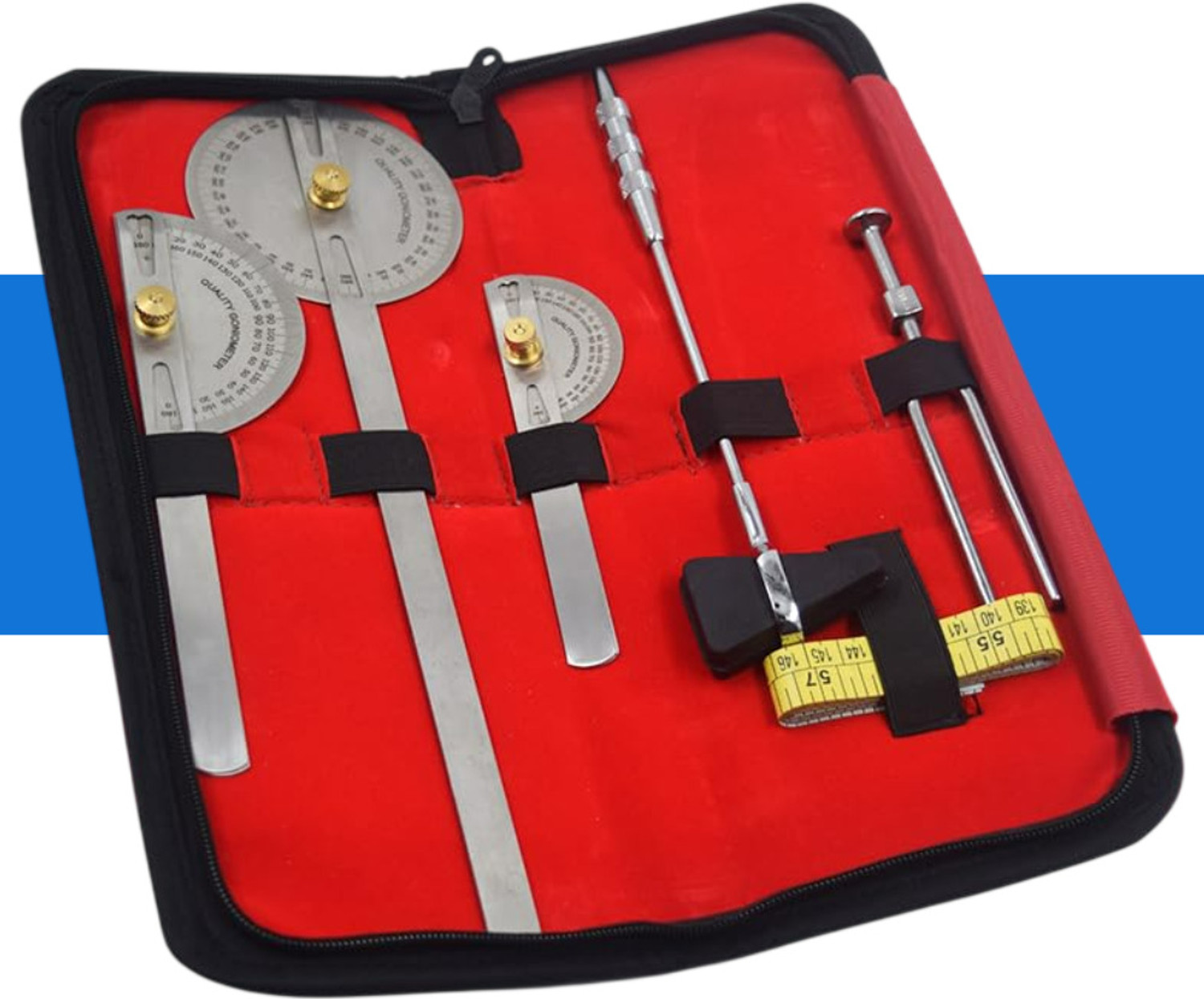 Image of Alitmun Goniometer Set of 6 for Physiotherapy & Orthopedic Assessment | Carrying Case | Medical Goniometer (28 cm, 20 cm, 15 cm)