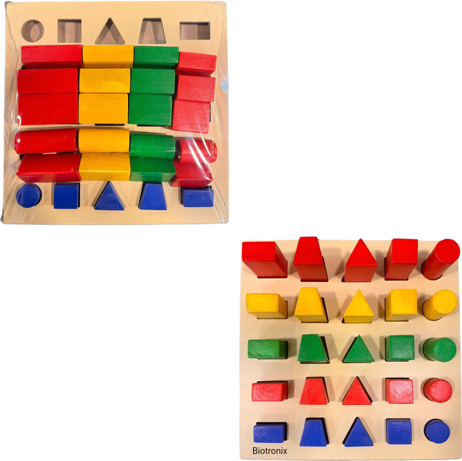 Image of Biotronix Physiotherapy Wooden Peg Board 25 peg with Multiple Shapes and Colors Medical Reacher & Grabber