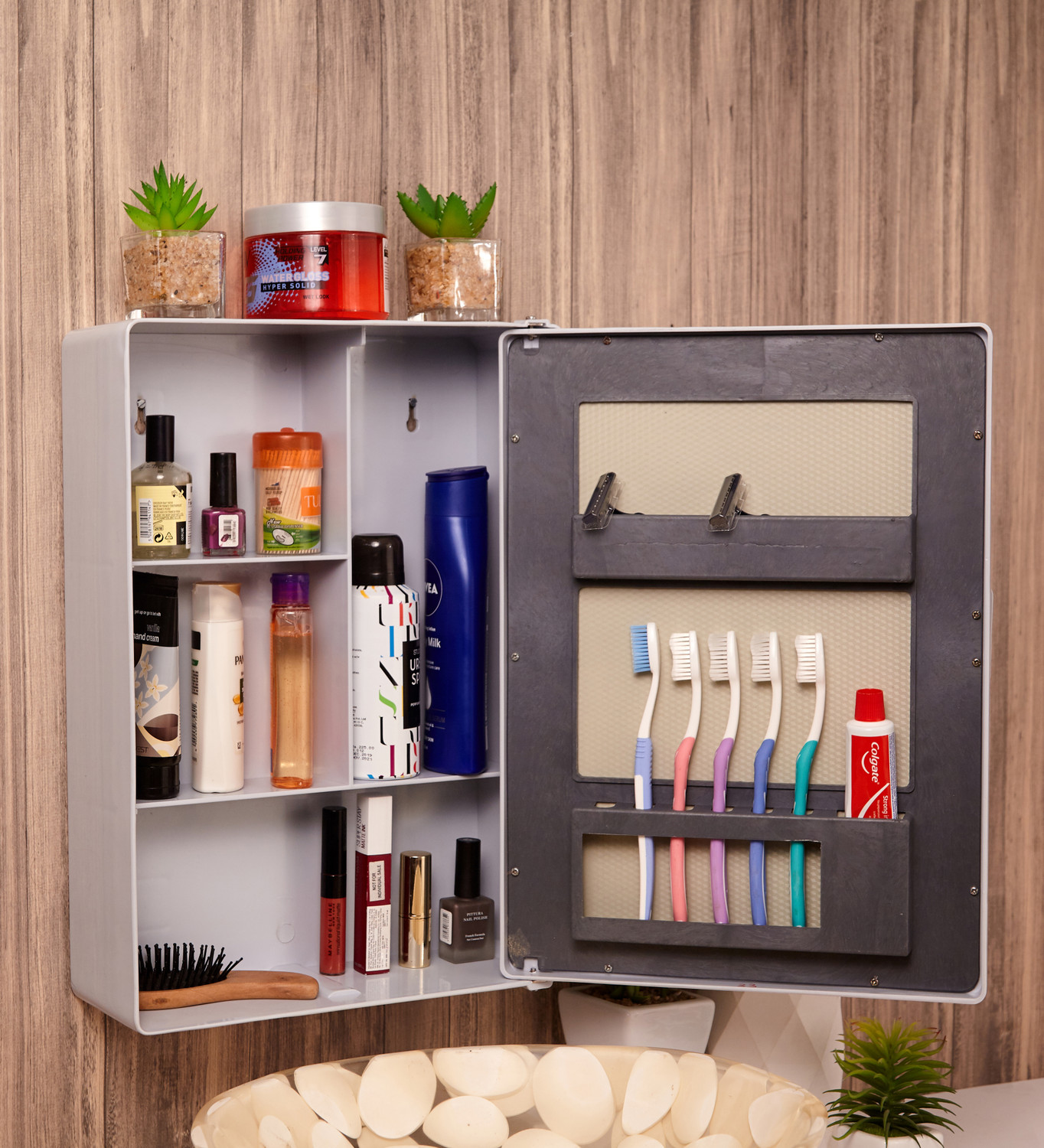 Image of Zahab Hifi Grey 12x16 Dual Mount Medicine Cabinet
