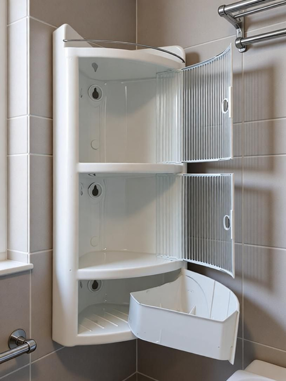 Image of URBAN CHOICE bathroom shelf corner rack cabinet Semi-recessed Medicine Cabinet