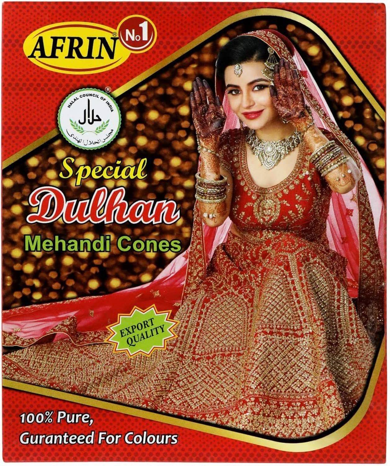 Afrin Premium Henna Red Paper Cone Pack of 12 (30gm each) Natural Mehendi