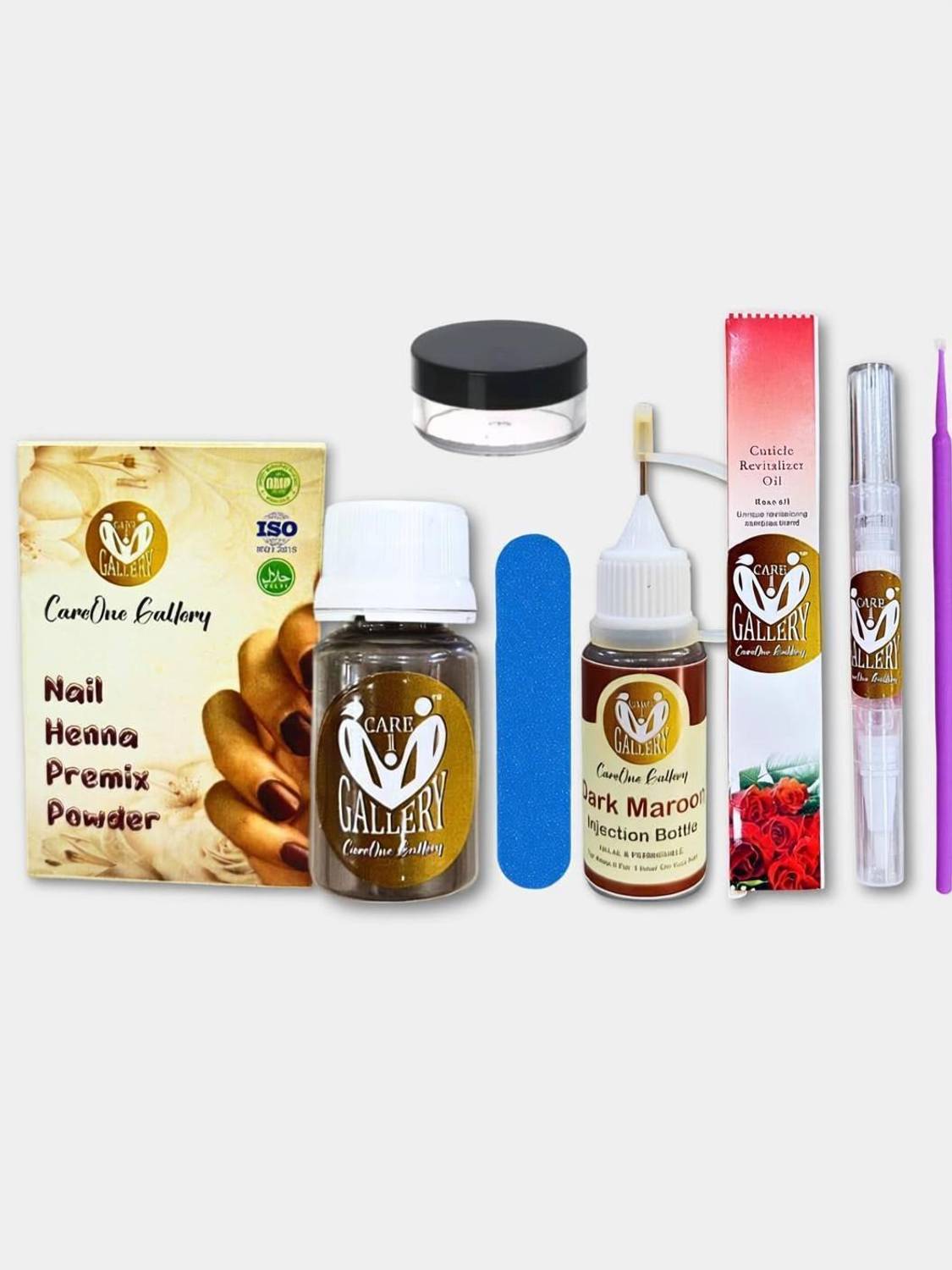 careone gallery DIY Nail Henna / Mehendi Kit | Natural Henna | Halal & Wudu Friendly | Maroon| Natural Mehendi