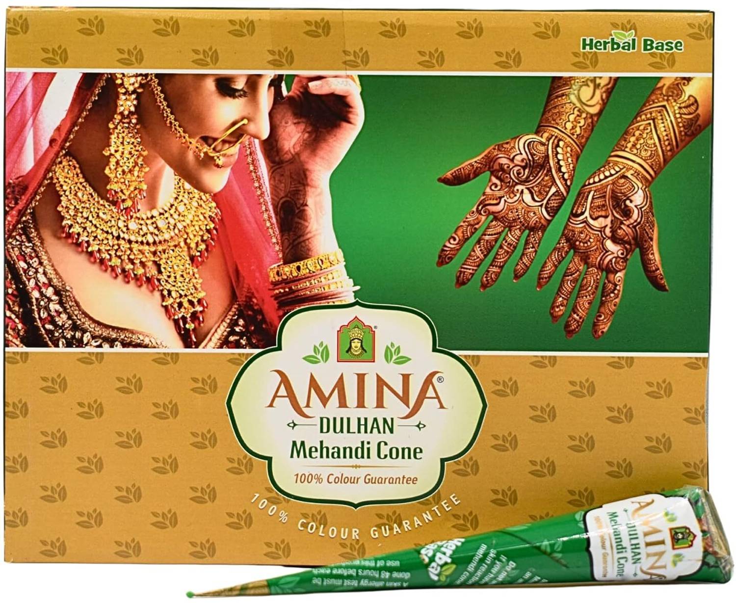 Amina Green Instant Mehendi Cone | Tattoo Mehndi | Dulhan Mehendi Cone | Outline Natural Mehendi