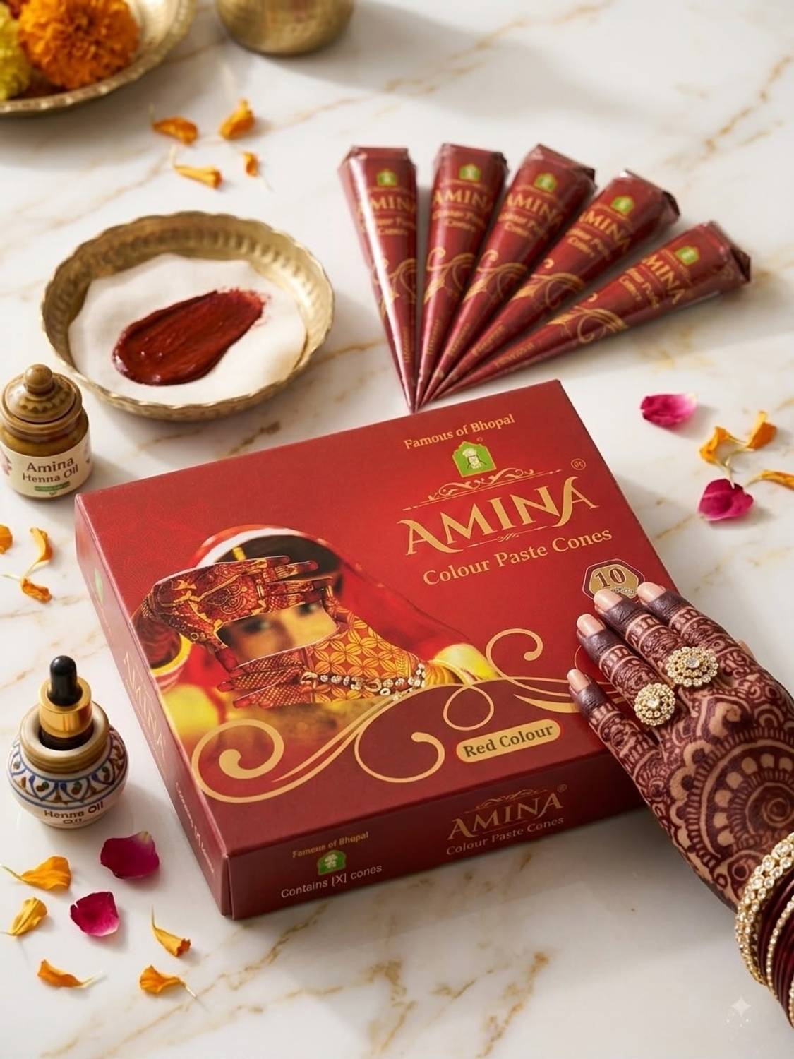 Amina Henna Red Instant Tatto Cone/No Chemicals Dyes Natural Mehendi
