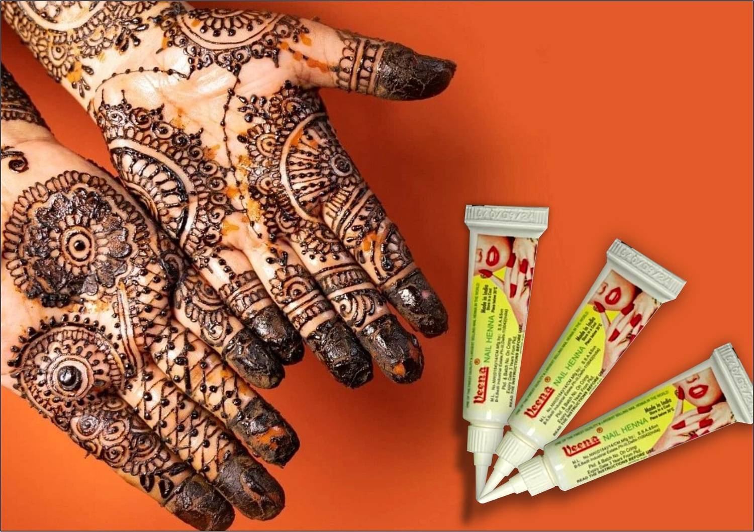 Veena Instant Dark Red Henna Mehendi Tattoo Paste Tubes Synthetic