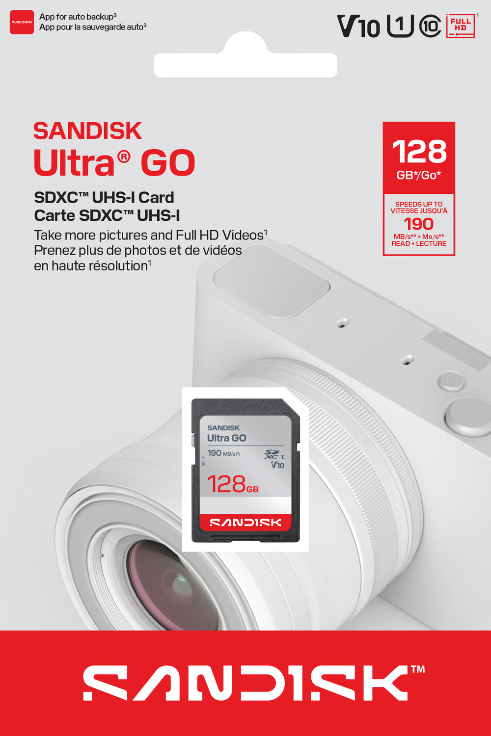Image of SanDisk SDSDUGN-128G-GN6IN SANDISK Ultra GO SDHC UHS-I Card and SDXC UHS-I Card 128 GB SDXC UHS Class 1 190 MB /s Memory Card Compatible with Mobile, Computer, Tablet, Camera, Gaming Console