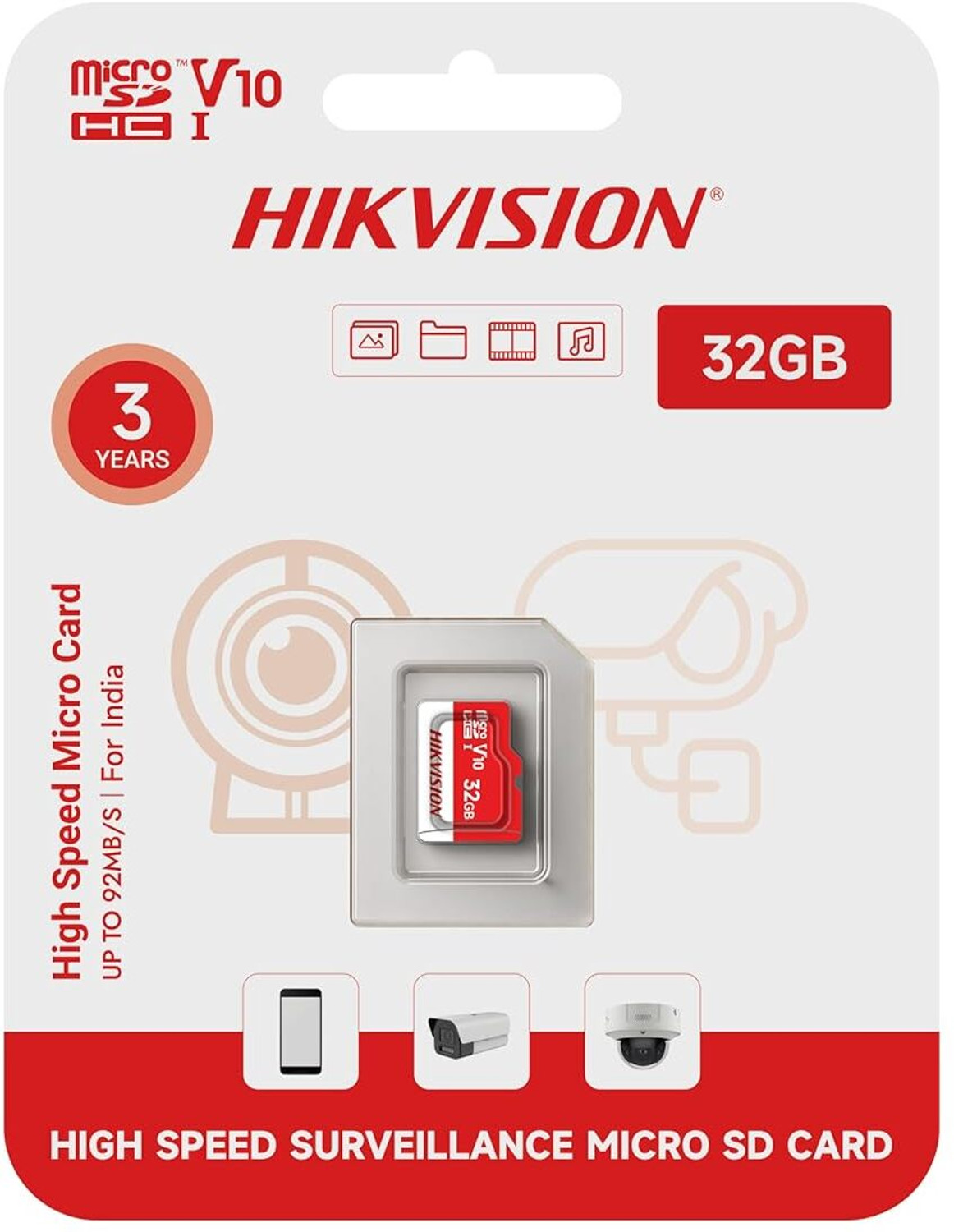 Image of HIKVISION HS-TF-D1(DZ) /32G /INDIA /WW V10 32 GB MicroSDXC Class 10 92 MB /s Memory Card Compatible with Camera, Mobile, Tablet